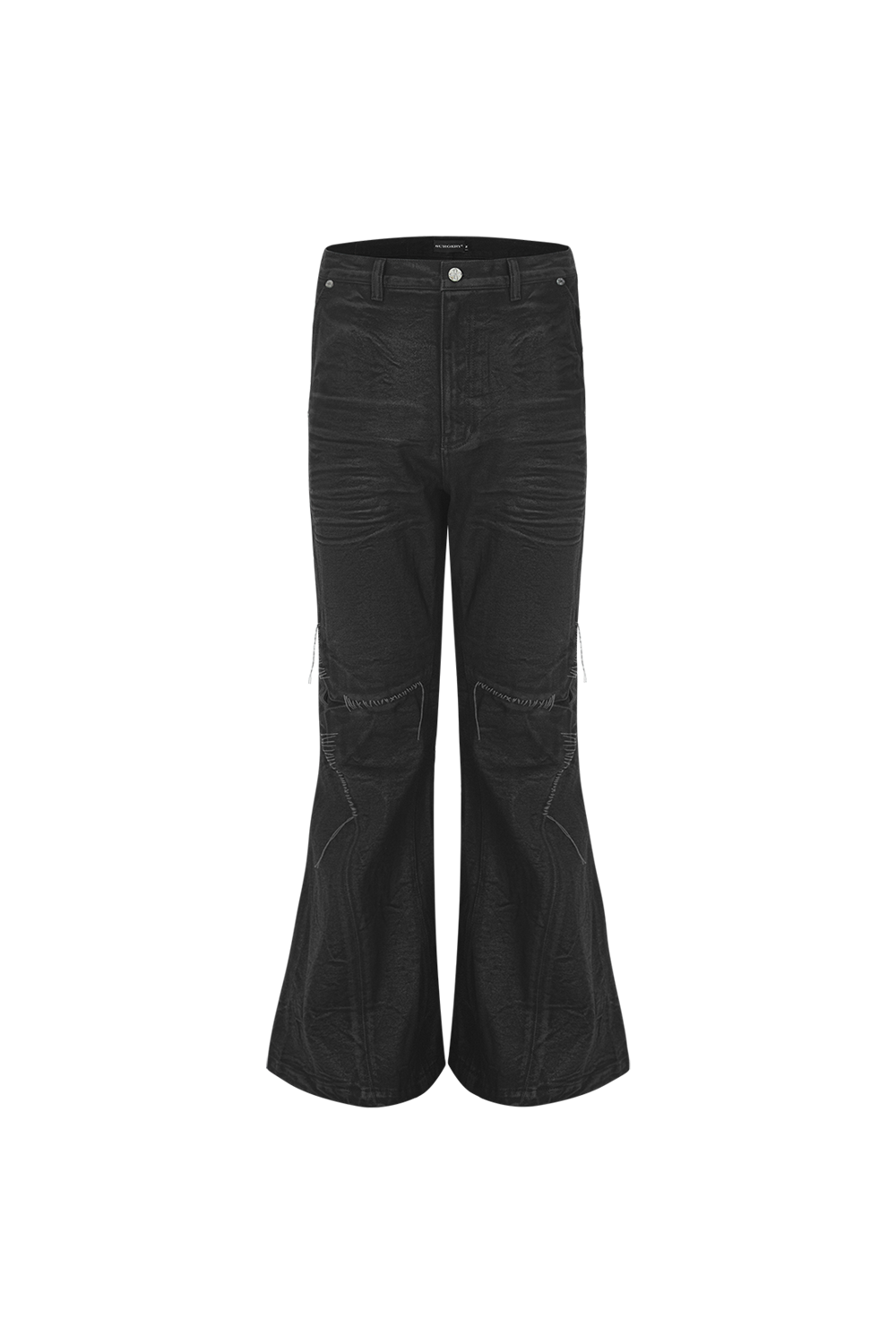 Surgery - Sutured Boot-cut Burnished Pants (Black) product image 1 | TRAB K-Fashion Australia