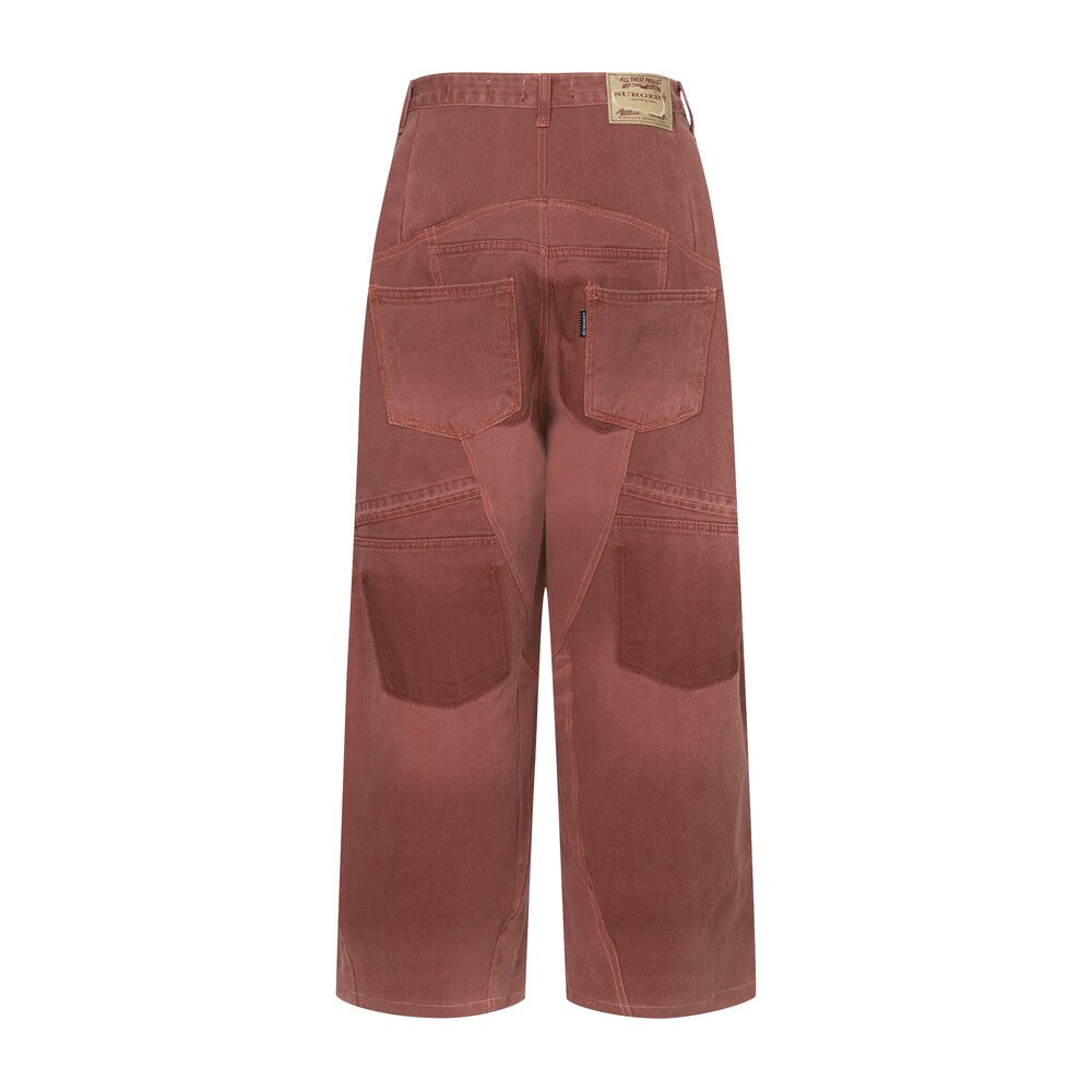 Surgery - Surgery x Frankenstein Creature Rebuild Denim Wide Pants (Red) product image 2 | TRAB K-Fashion Australia
