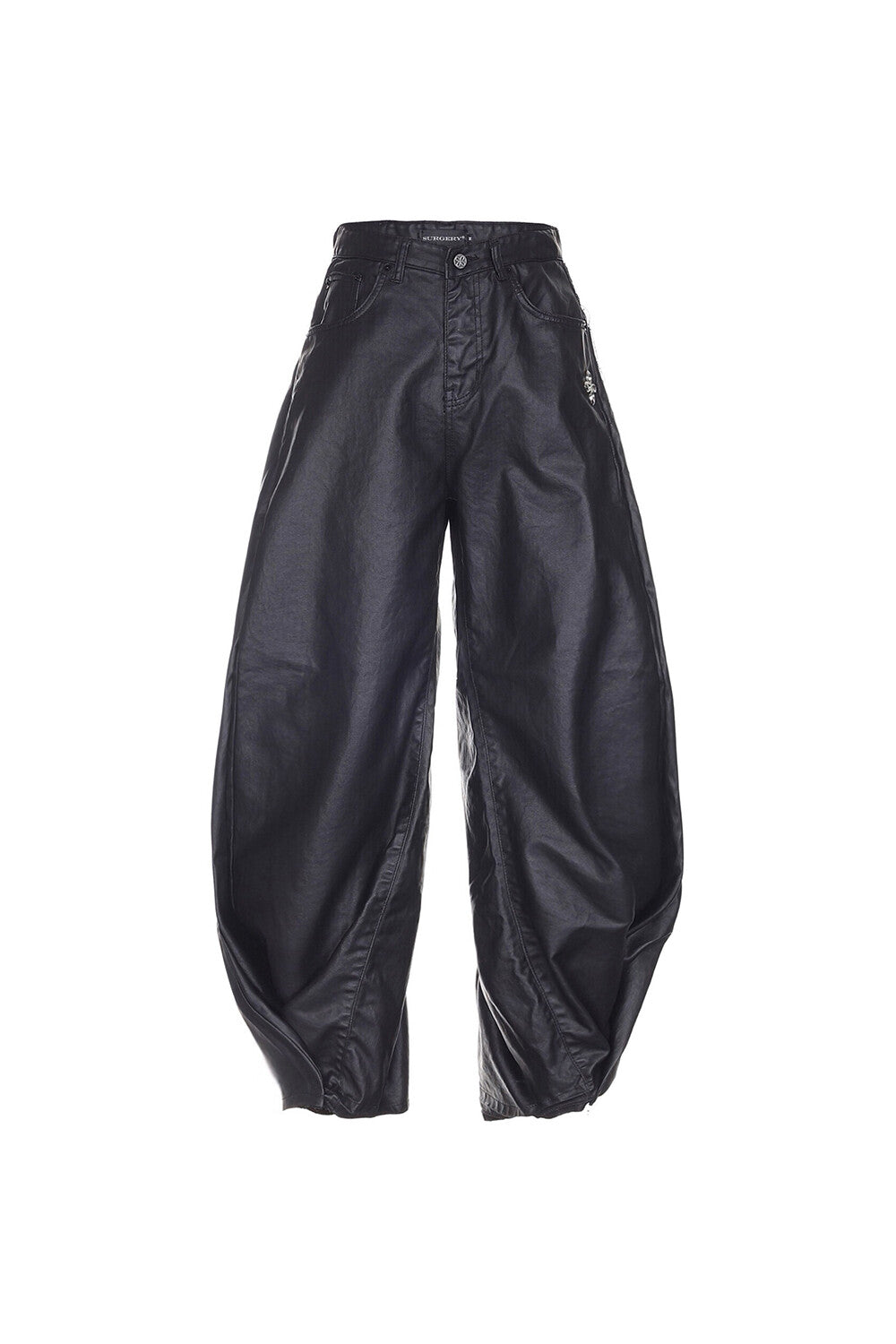 Surgery - Double Folding Over Wide Baggy Jeans (Coated Black) product image 1 | TRAB K-Fashion Australia
