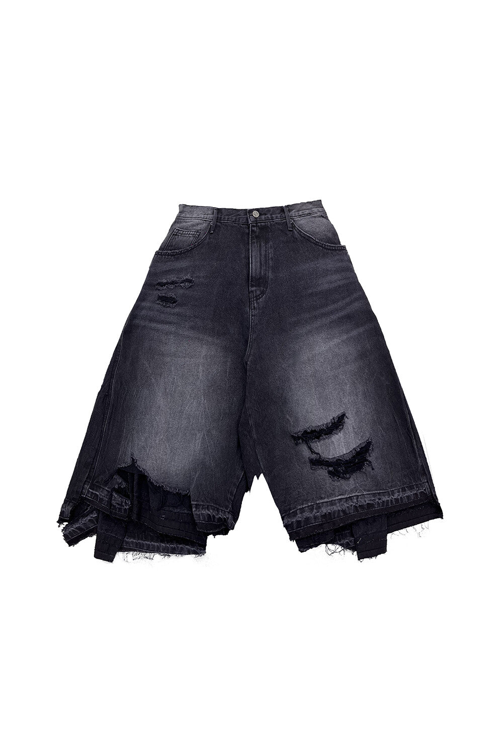 Surgery - Rebuiled Destroyed Denim Short (Black) product image 1 | TRAB K-Fashion Australia
