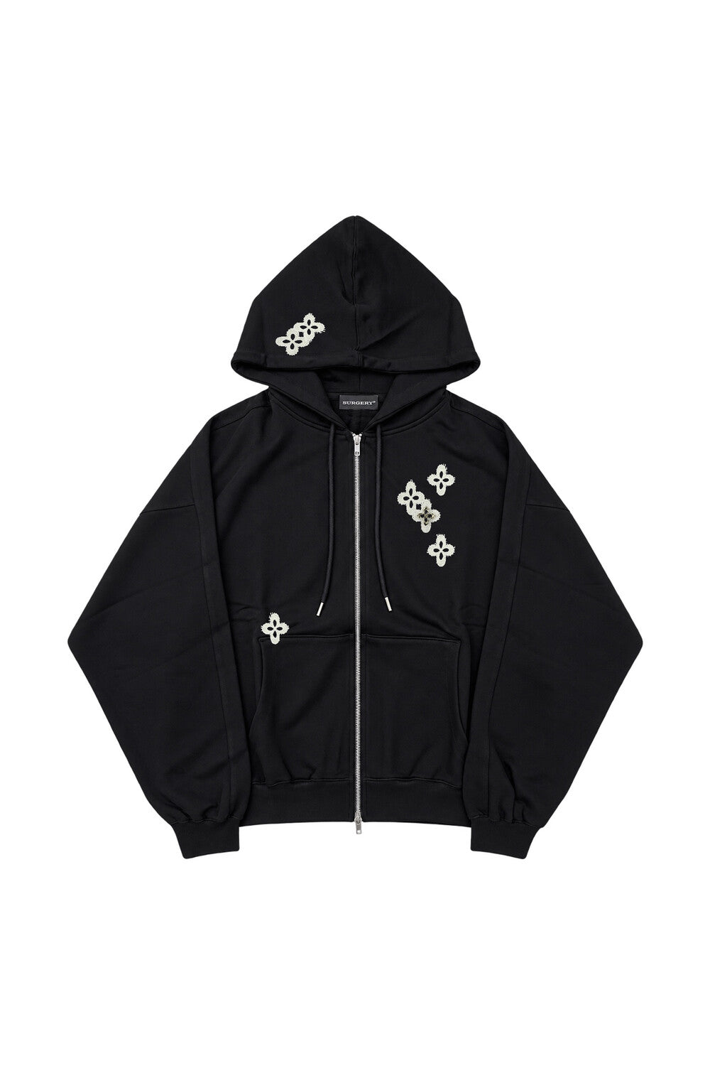 Surgery - Frayed Clover Logo Hood Jacket (Black) product image 1 | TRAB K-Fashion Australia