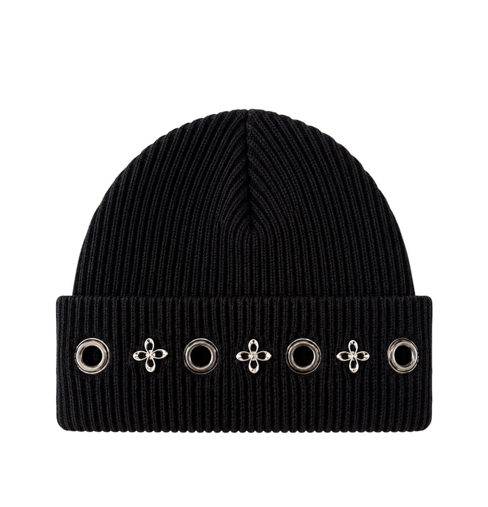 Surgery - Eyelet Clover Beanie (Black) product image 1 | TRAB K-Fashion Australia