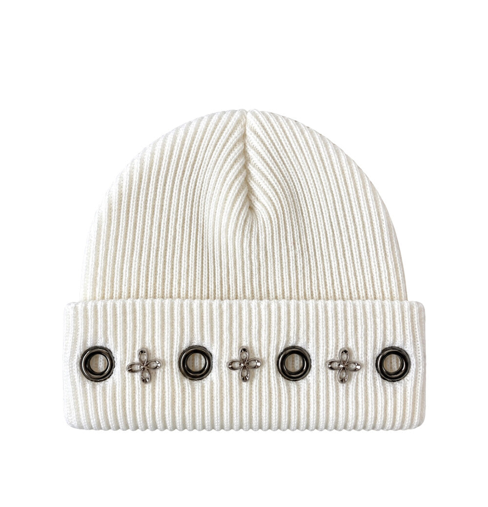 Surgery - Eyelet Clover Beanie (White) product image 1 | TRAB K-Fashion Australia