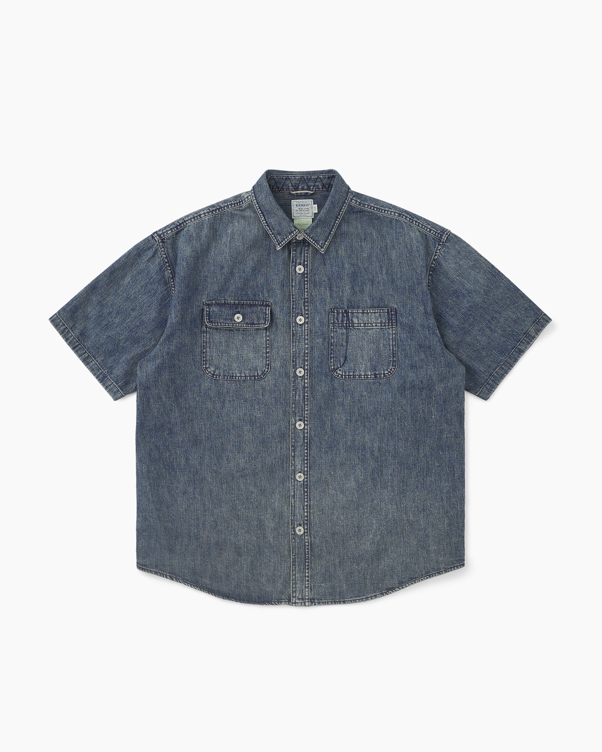 Khakis - 2p Denim S/S Shirt (Dark Blue) product image 1 | TRAB K-Fashion Australia