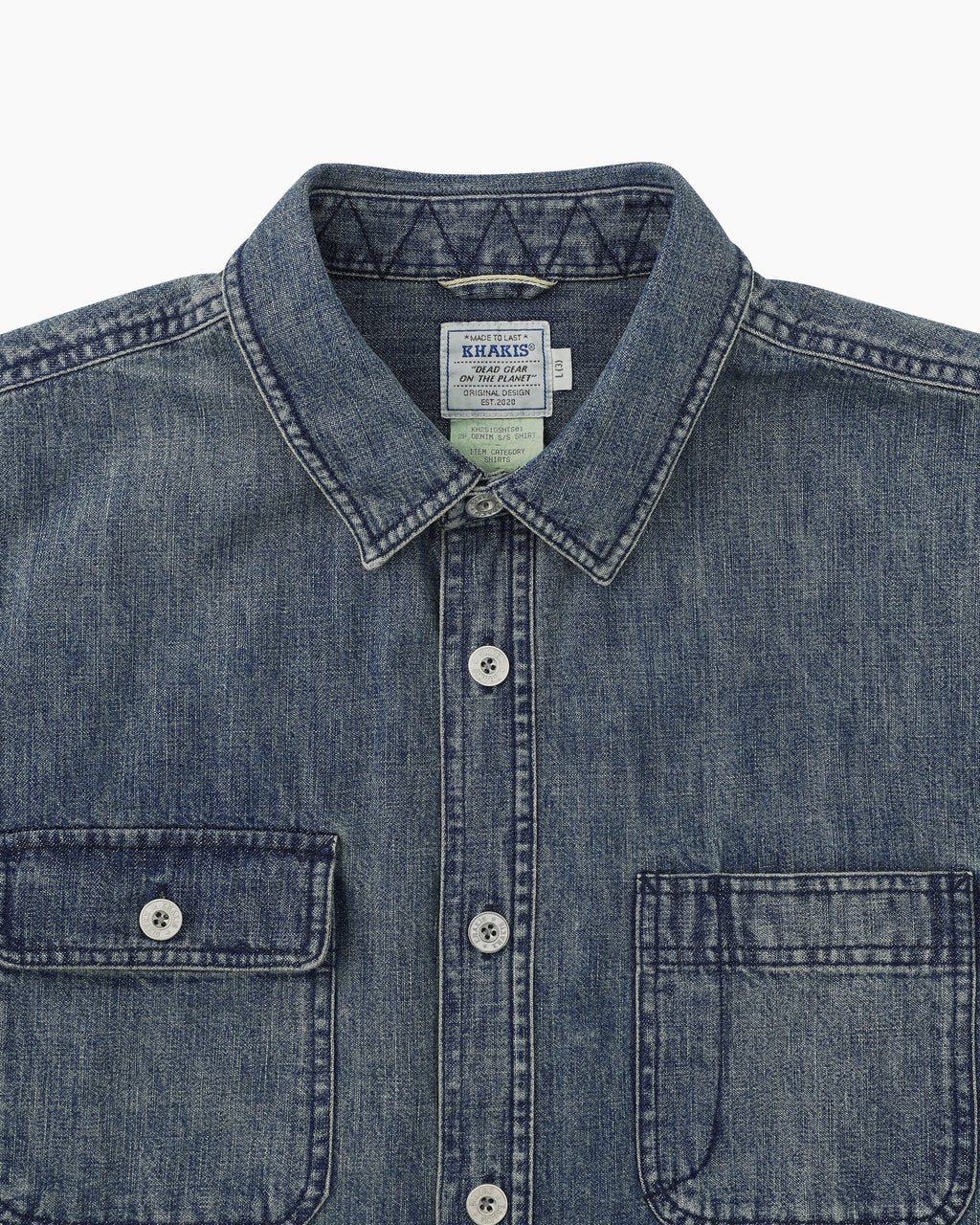 Khakis - 2p Denim S/S Shirt (Dark Blue) product image 2 | TRAB K-Fashion Australia