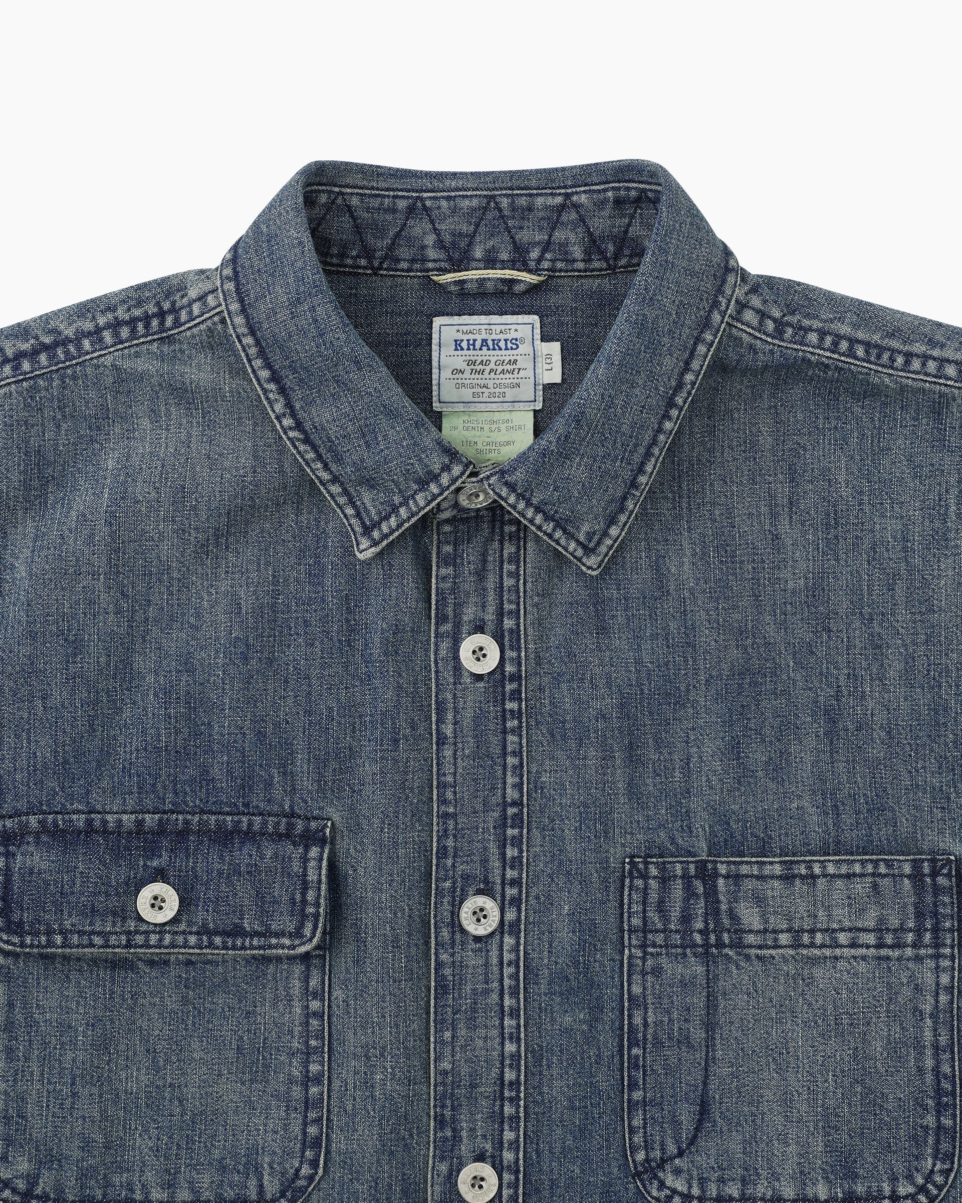 Khakis - 2p Denim S/S Shirt (Dark Blue) product image 2 | TRAB K-Fashion Australia