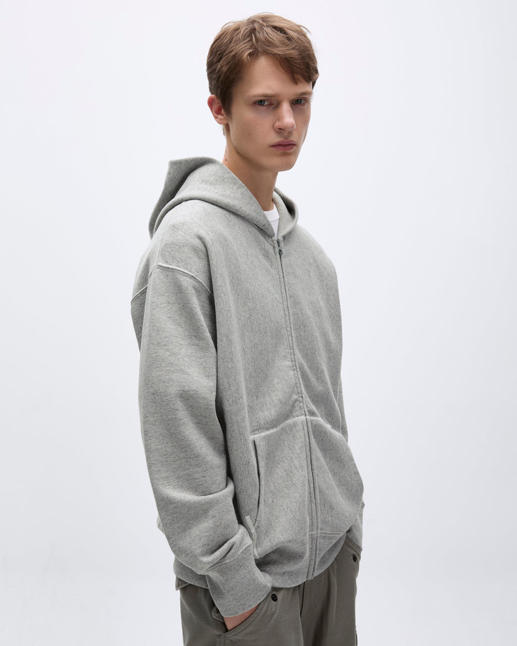 Khakis - Original Full Zip Hoodie (Heather Grey) product image 5 | TRAB K-Fashion Australia