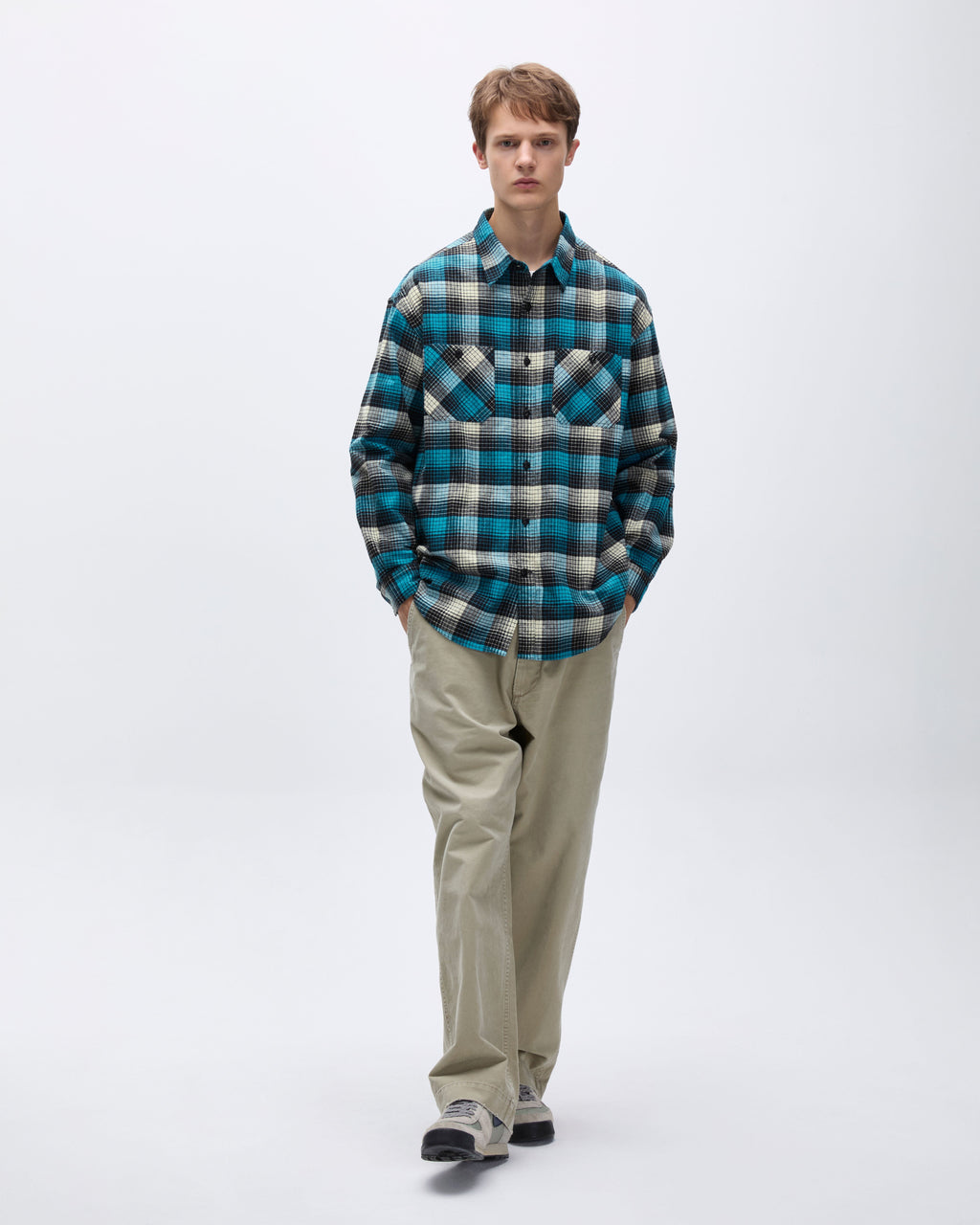 Khakis - Shadow Check Flannel Shirt (Blue) product image 7 | TRAB K-Fashion Australia