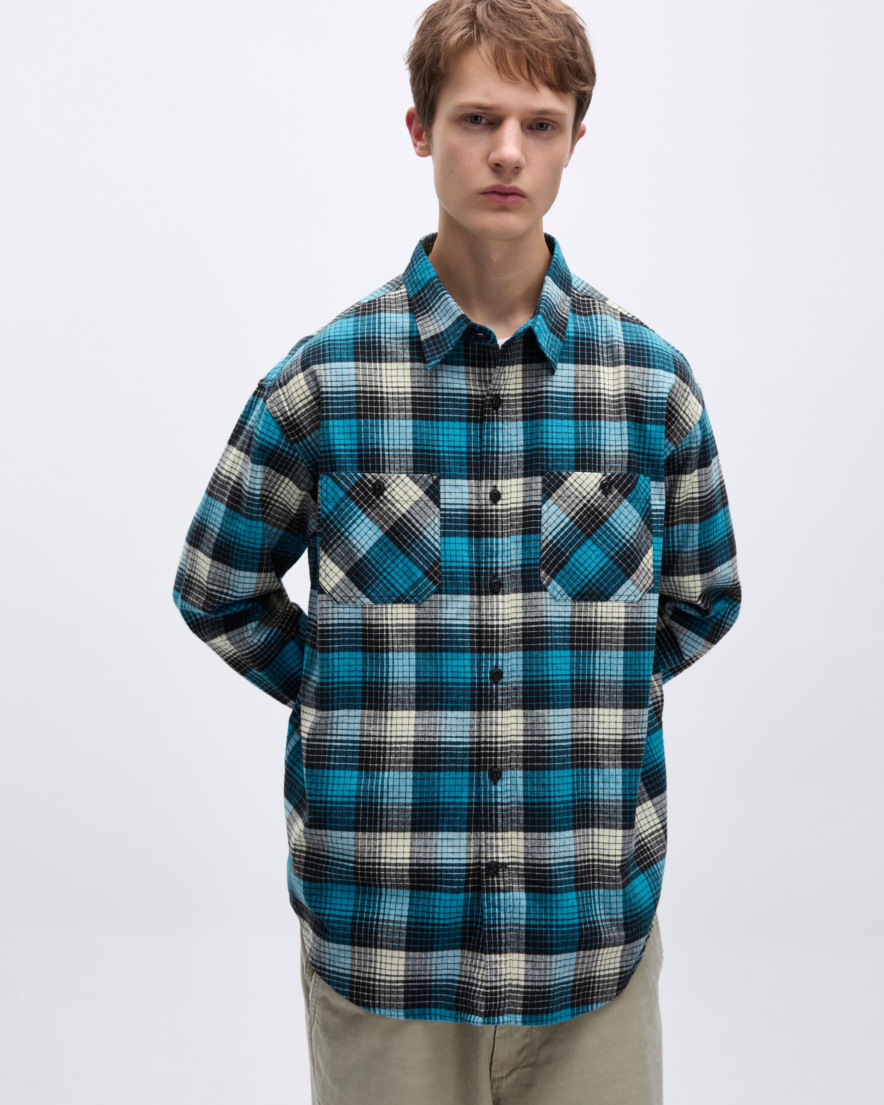 Khakis - Shadow Check Flannel Shirt (Blue) product image 6 | TRAB K-Fashion Australia