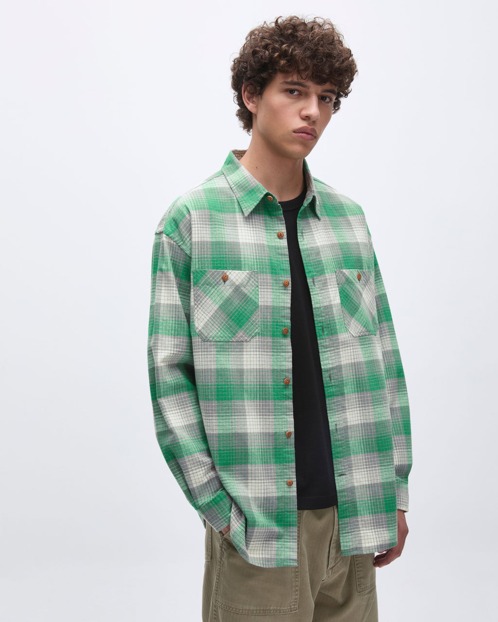 Khakis - Shadow Check Flannel Shirt (Green) product image 6 | TRAB K-Fashion Australia