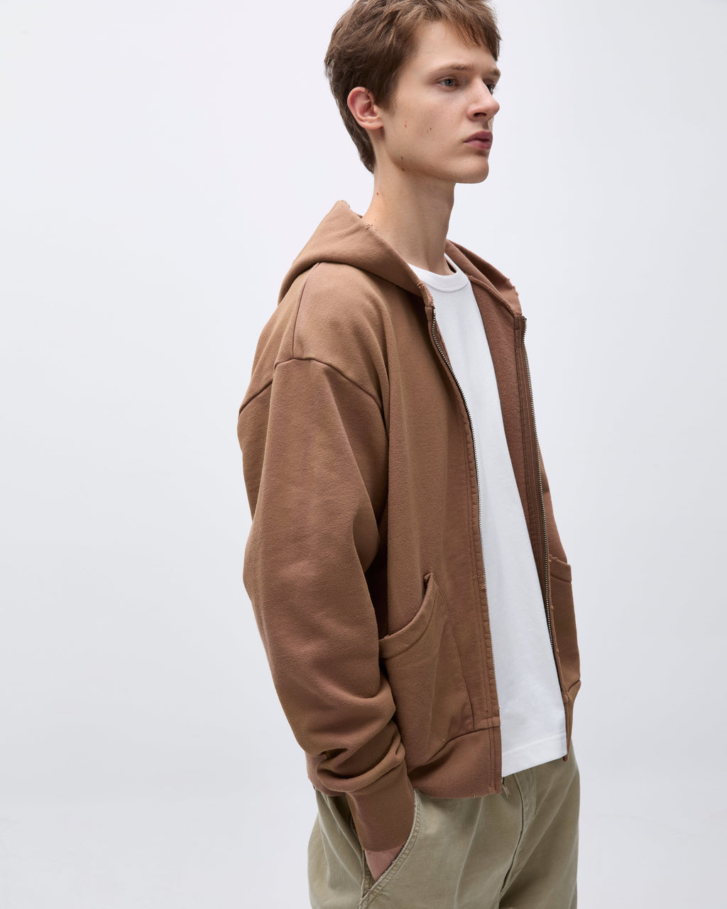 Khakis - Stained Full Zip Hoodie (Brick) product image 6 | TRAB K-Fashion Australia