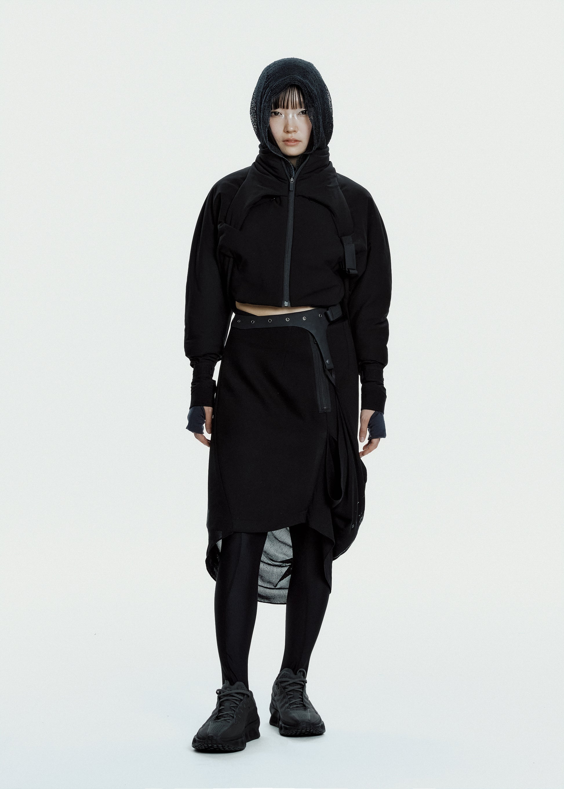 Hyein Seo - Padded Harness Jacket w/ Balaclava (Black) product image 3 | TRAB K-Fashion Australia