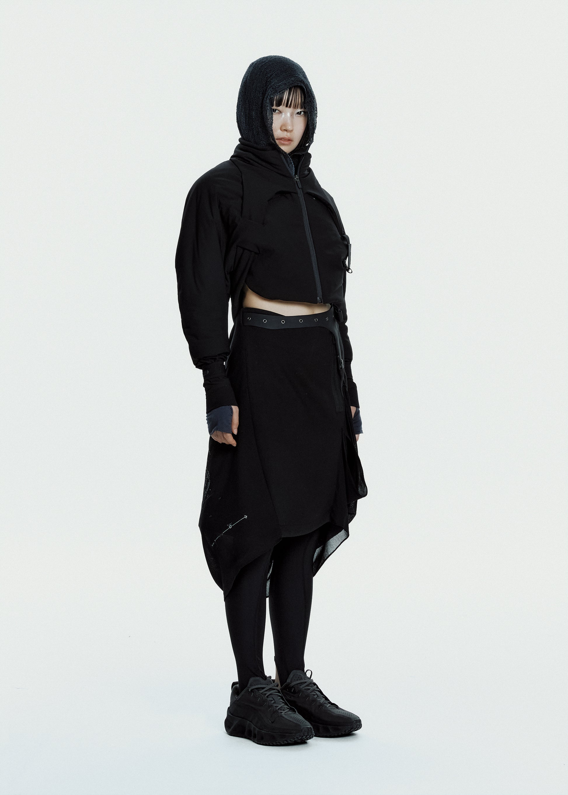 Hyein Seo - Graphic Wrap Skirt w/ Garter Belt (Black) product image 2 | TRAB K-Fashion Australia