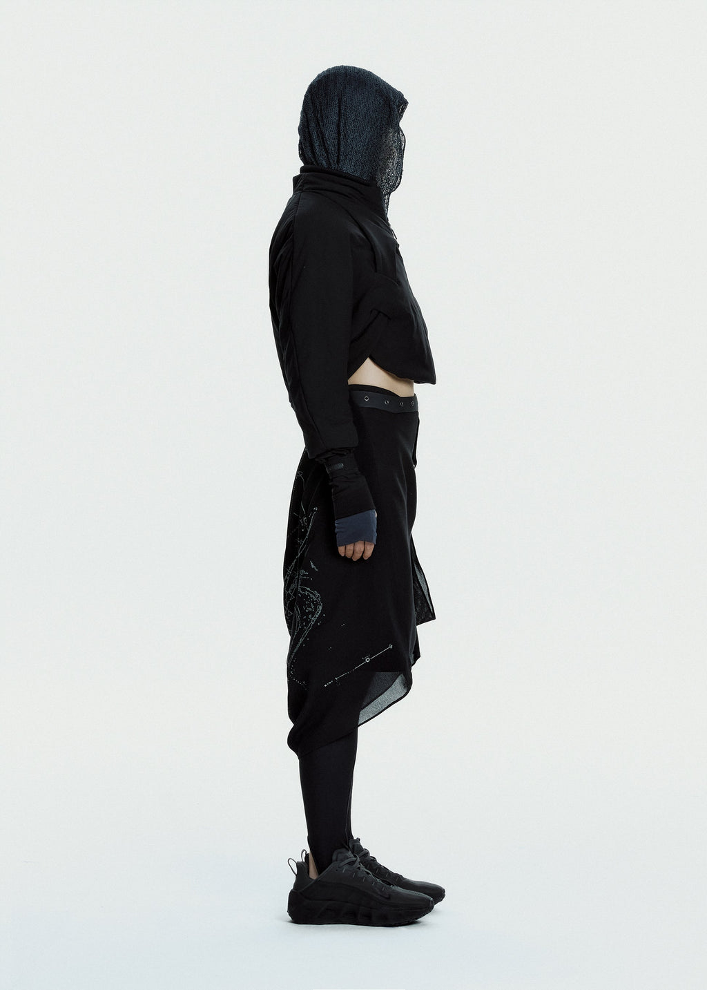 Hyein Seo - Graphic Wrap Skirt w/ Garter Belt (Black) product image 3 | TRAB K-Fashion Australia