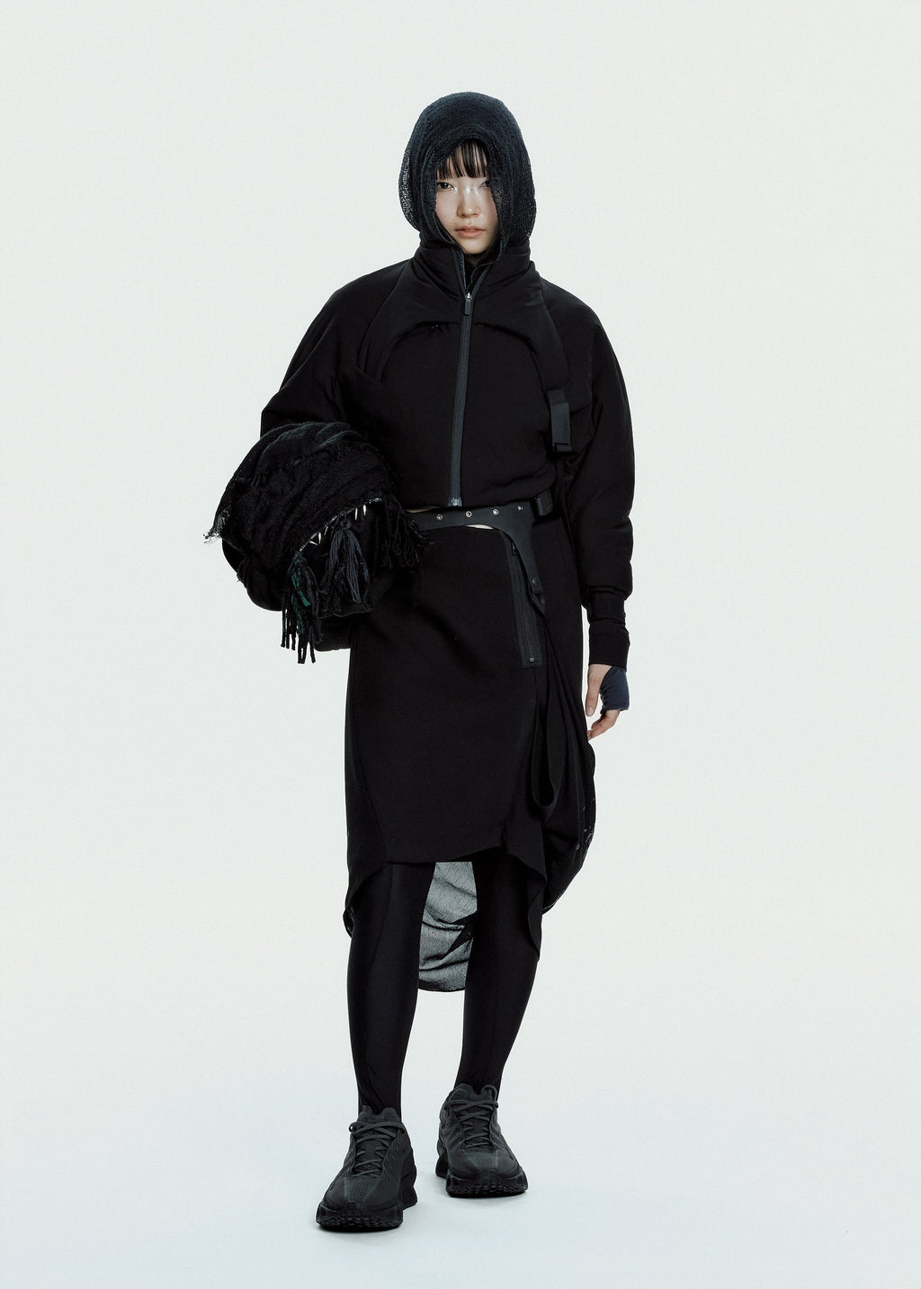 Hyein Seo - Padded Harness Jacket w/ Balaclava (Black) product image 1 | TRAB K-Fashion Australia
