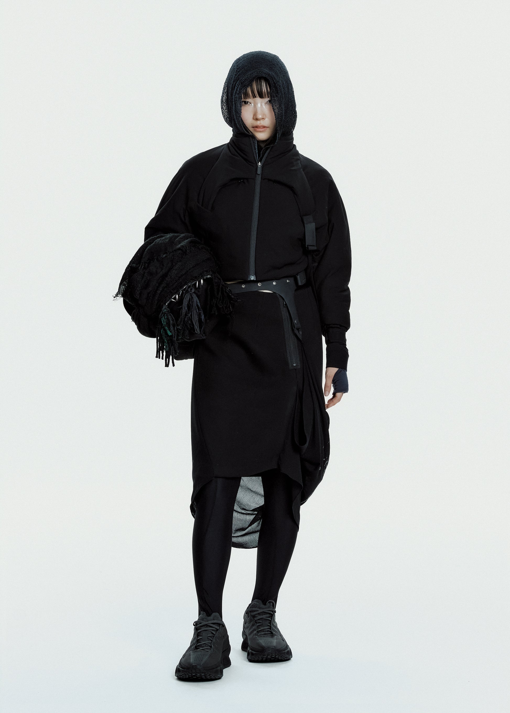 Hyein Seo - Padded Harness Jacket w/ Balaclava (Black) product image 1 | TRAB K-Fashion Australia
