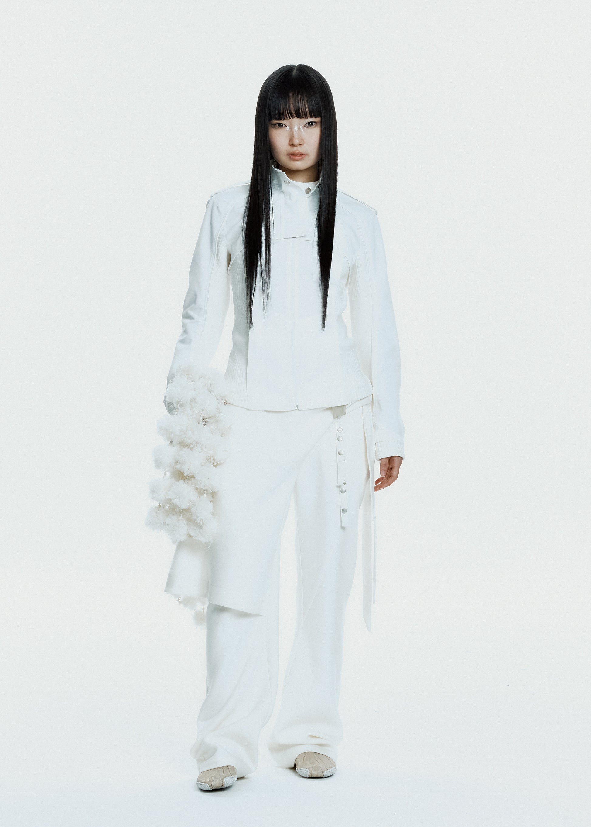 Hyein Seo - Double Layer Moto Jacket (White) product image 3 | TRAB K-Fashion Australia