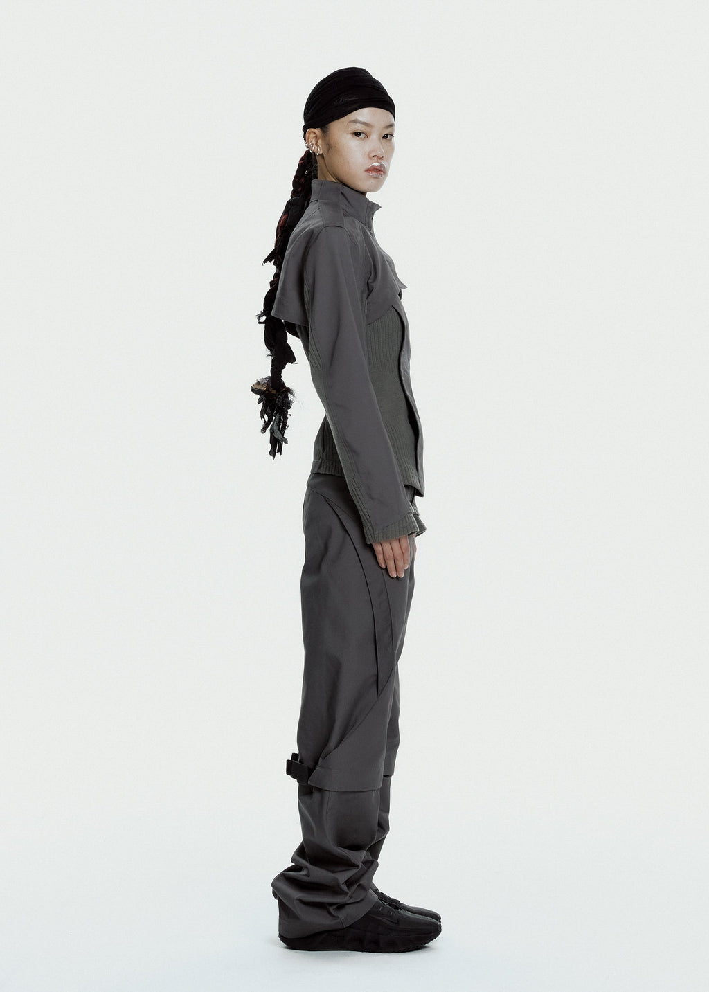 Hyein Seo - Convertible Moto Pants (Charcoal) product image 3 | TRAB K-Fashion Australia