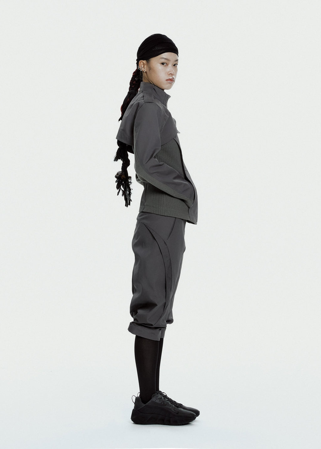 Hyein Seo - Double Layer Moto Jacket (Charcoal) product image 2 | TRAB K-Fashion Australia