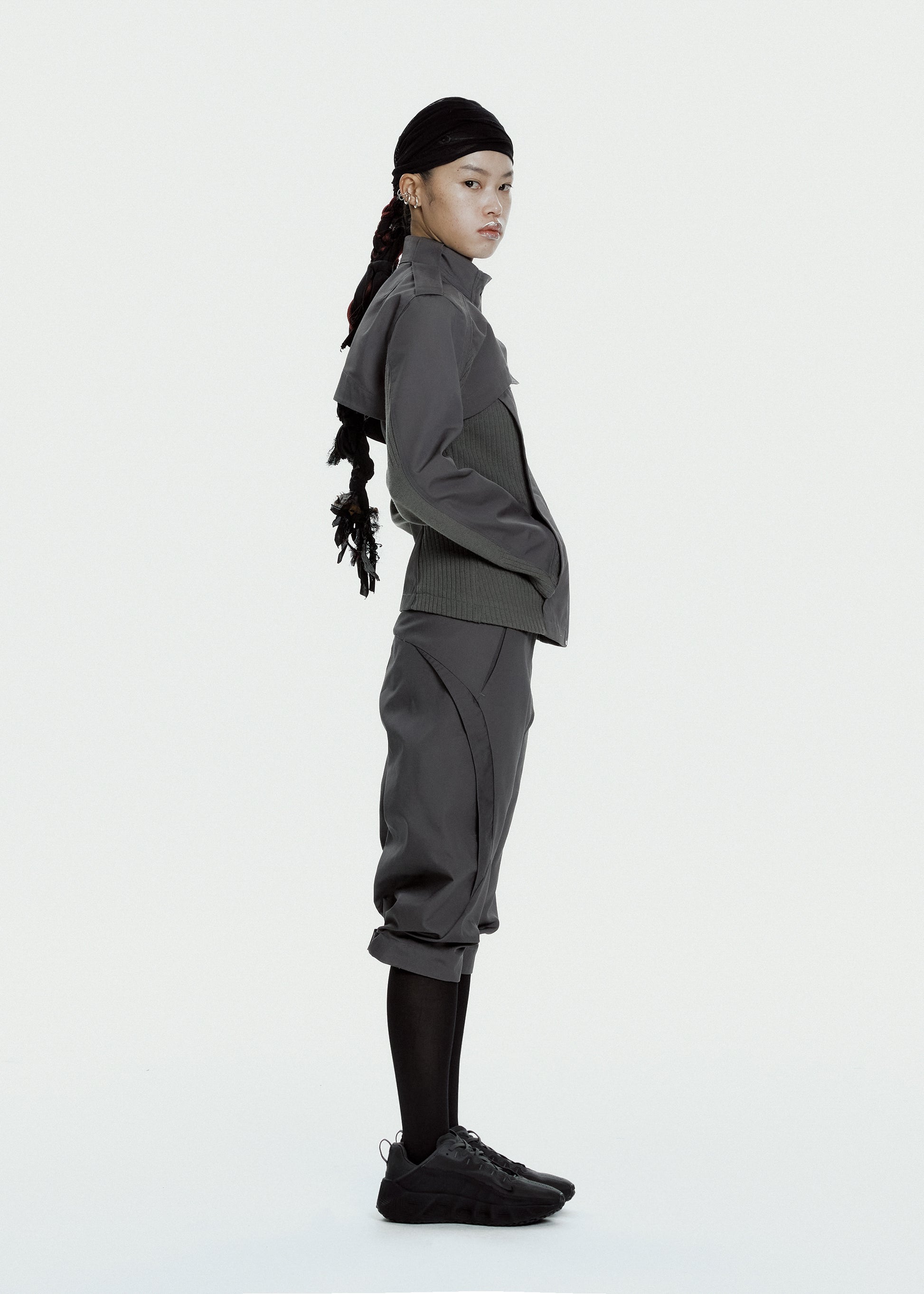 Hyein Seo - Double Layer Moto Jacket (Charcoal) product image 2 | TRAB K-Fashion Australia