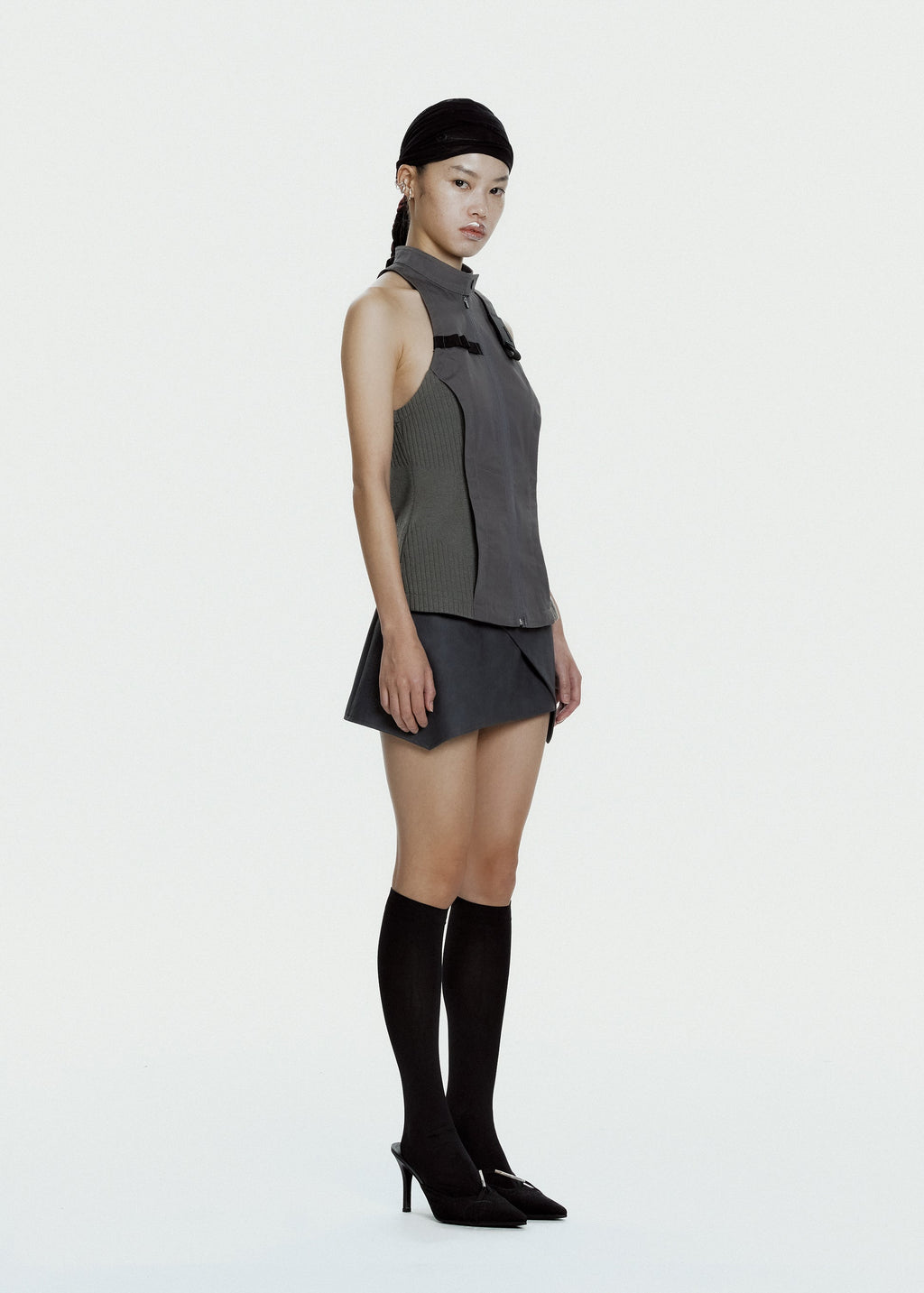 Hyein Seo - Racer Mini Skirt (Charcoal) product image 2 | TRAB K-Fashion Australia
