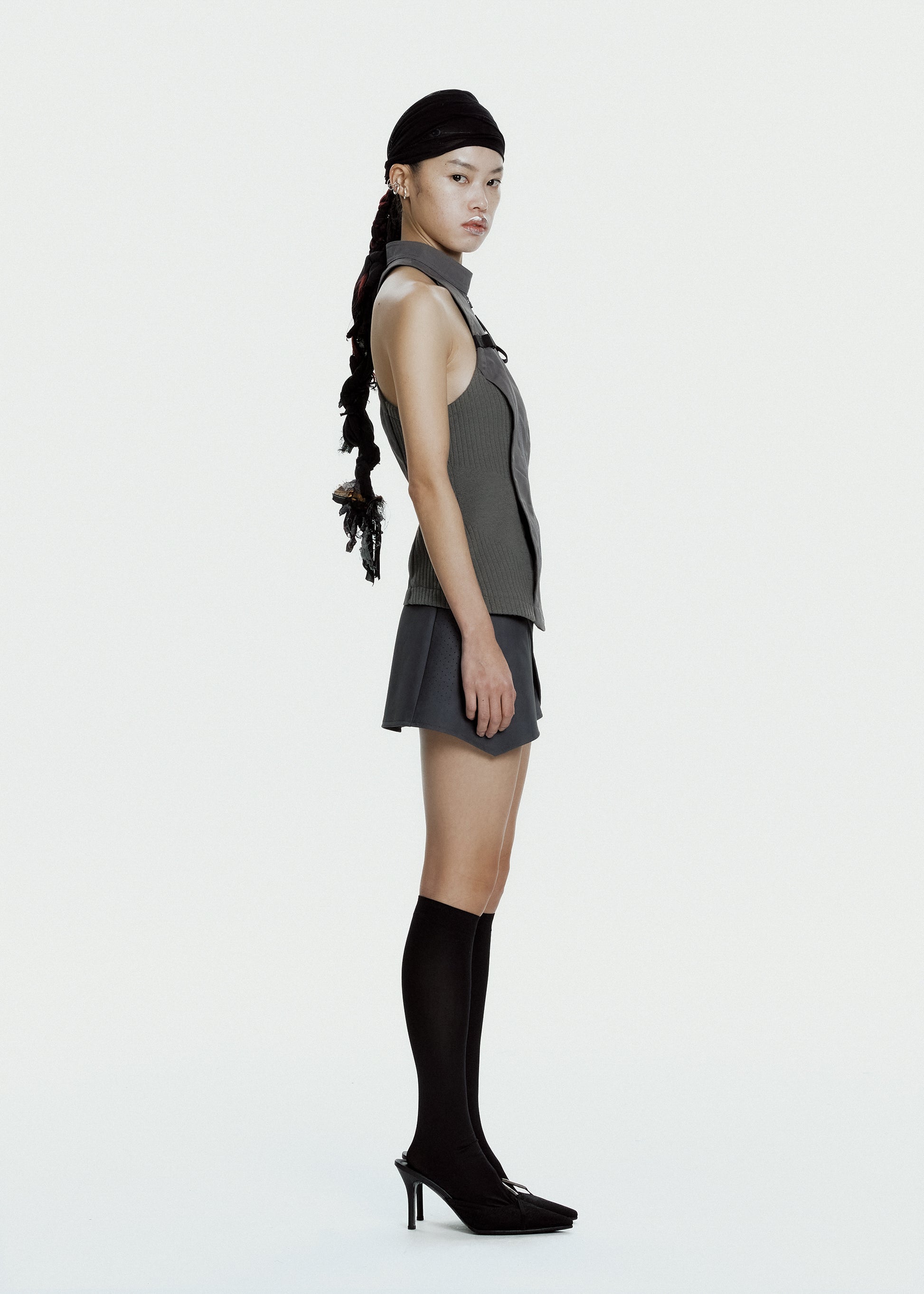 Hyein Seo - Racer Mini Skirt (Charcoal) product image 3 | TRAB K-Fashion Australia