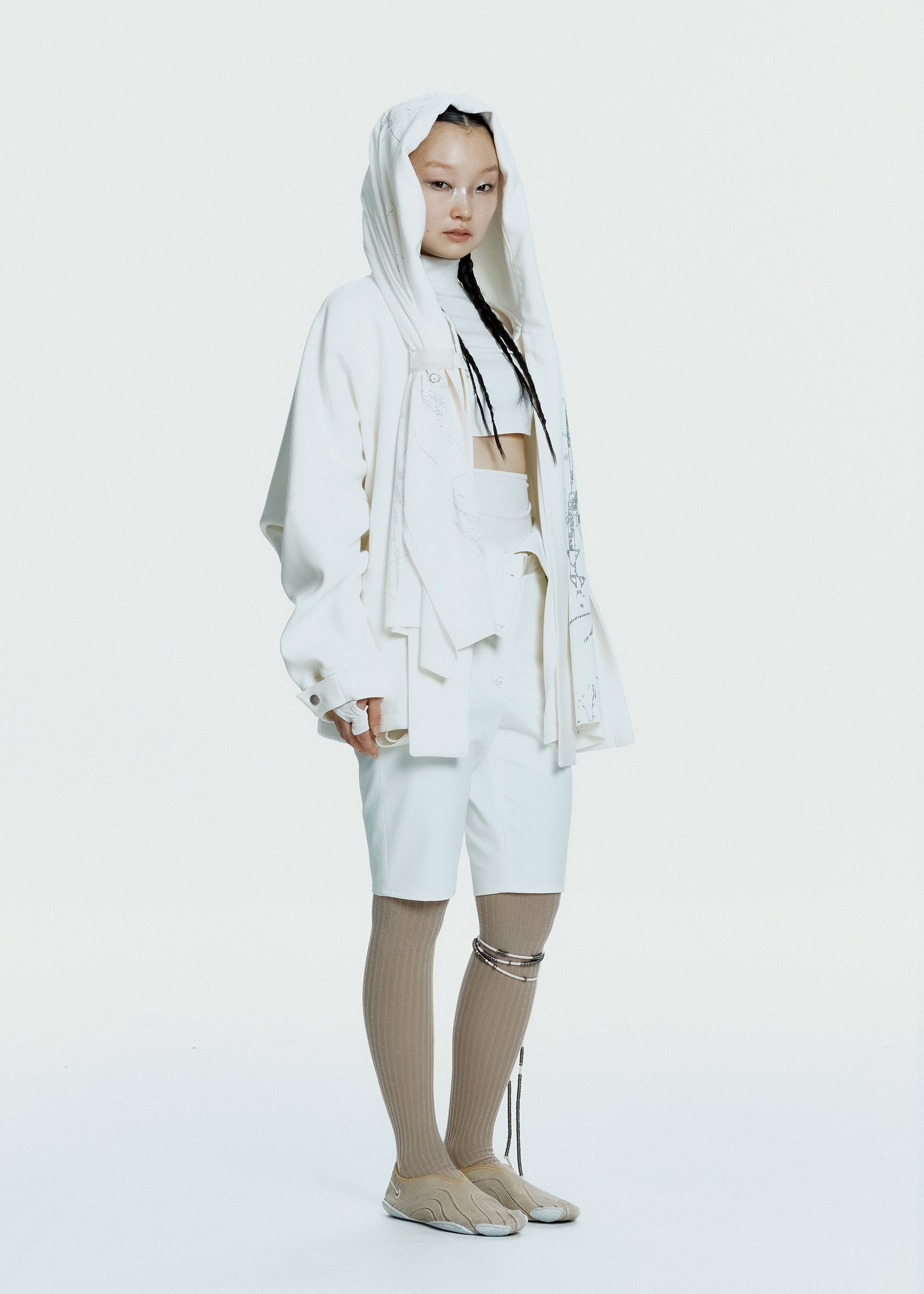 Hyein Seo - Hooded Jacket w/ Graphic Muffler (Ivory) product image 2 | TRAB K-Fashion Australia
