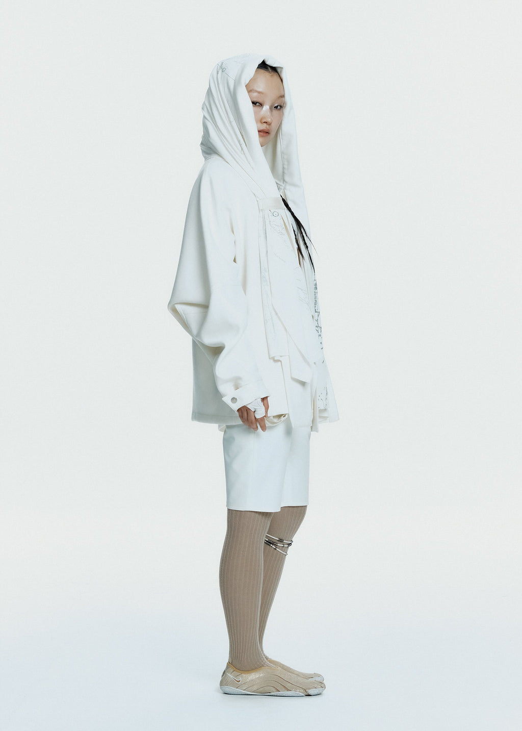 Hyein Seo - Hooded Jacket w/ Graphic Muffler (Ivory) product image 3 | TRAB K-Fashion Australia