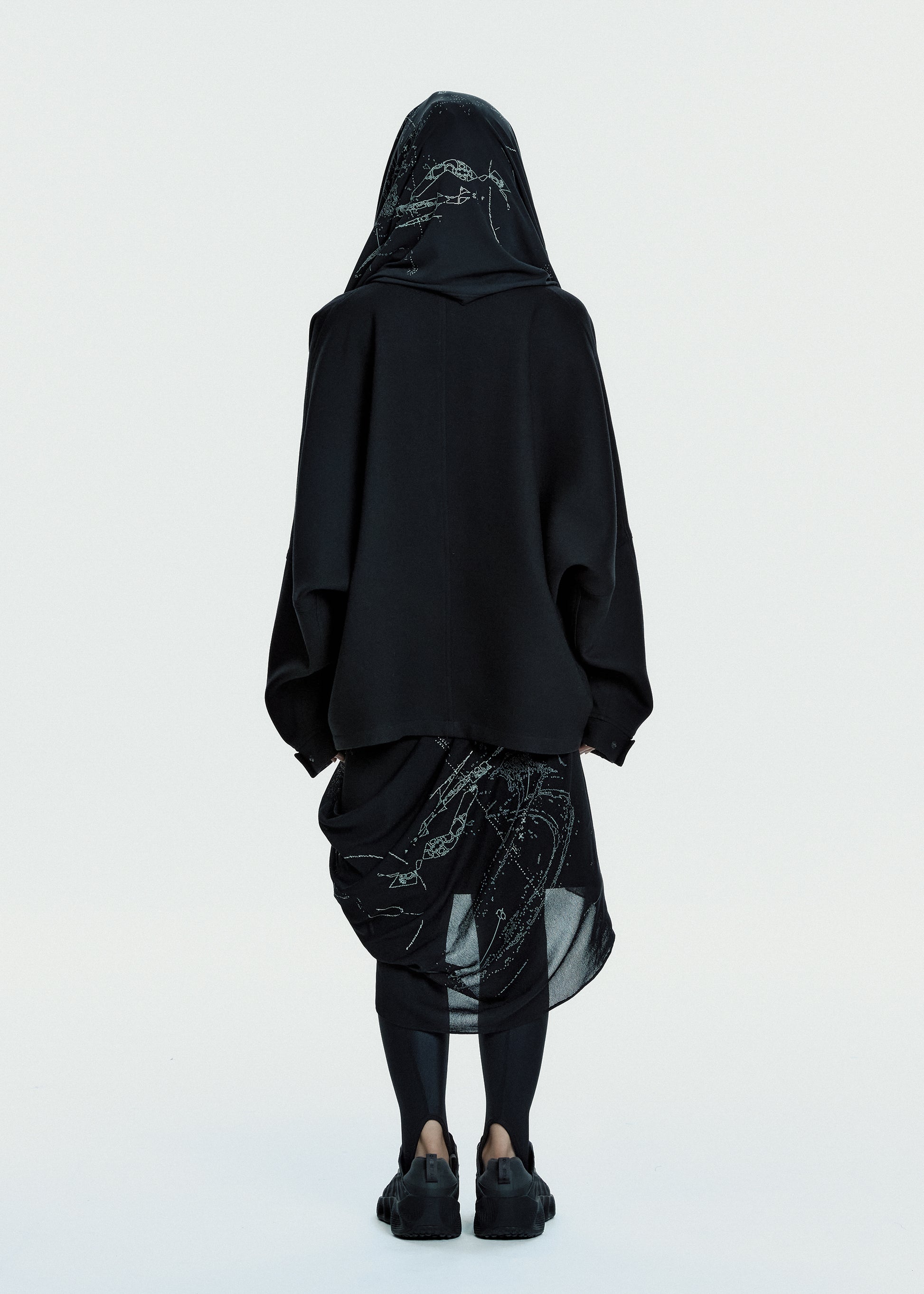 Hyein Seo - Hooded Jacket w/ Graphic Muffler (Black) product image 4 | TRAB K-Fashion Australia