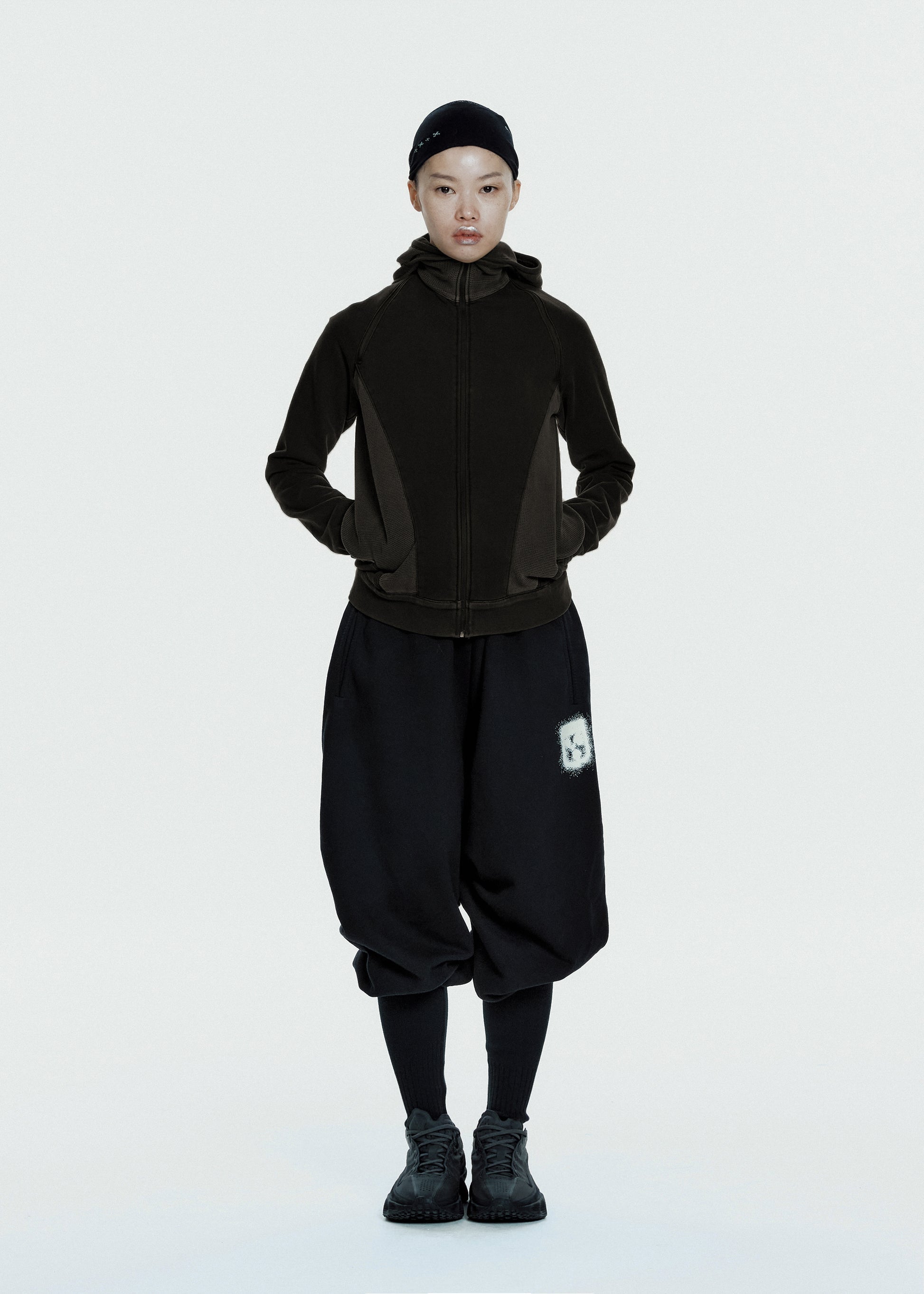 Hyein Seo - Slashed Zip Hoodie (Charcoal) product image 3 | TRAB K-Fashion Australia