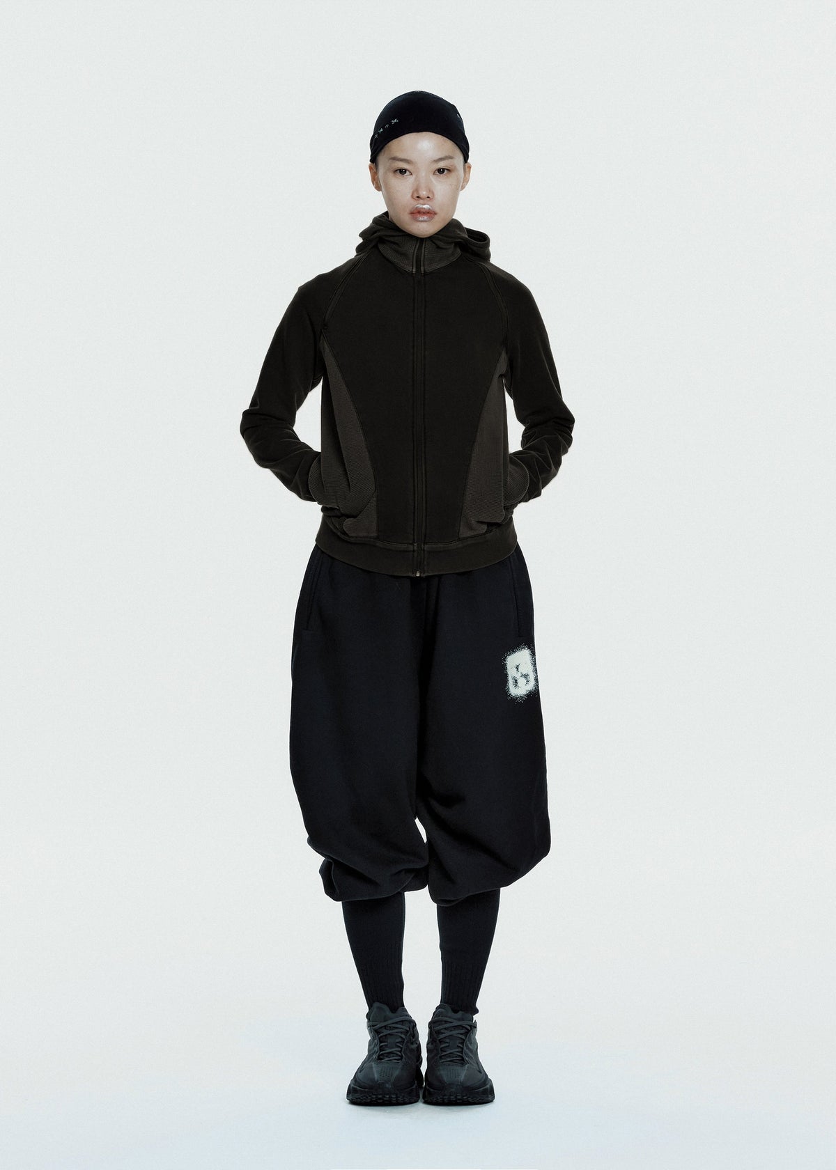 Hyein Seo - Slashed Zip Hoodie (Charcoal) product image 6 | TRAB K-Fashion Australia