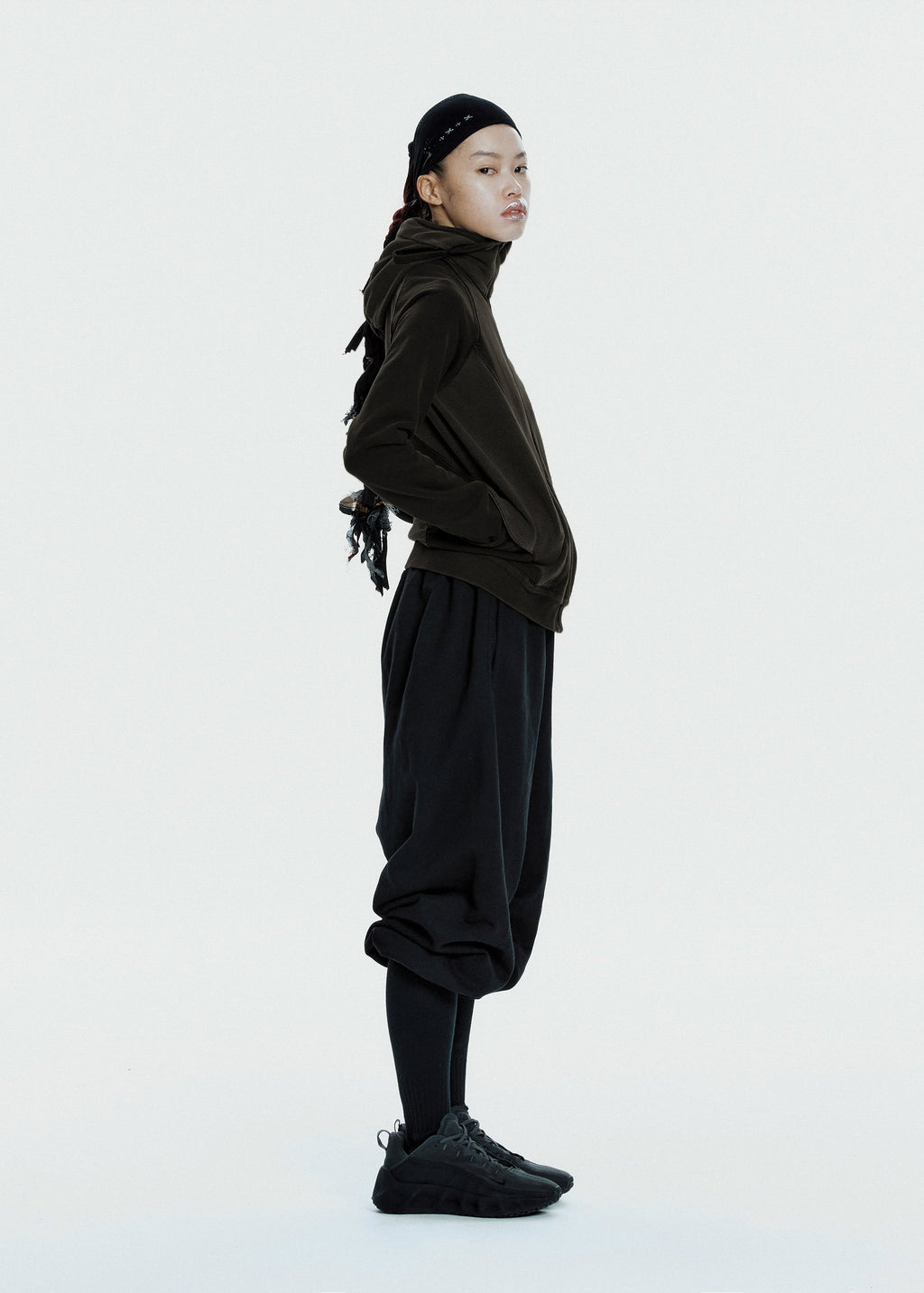 Hyein Seo - Slashed Zip Hoodie (Charcoal) product image 2 | TRAB K-Fashion Australia
