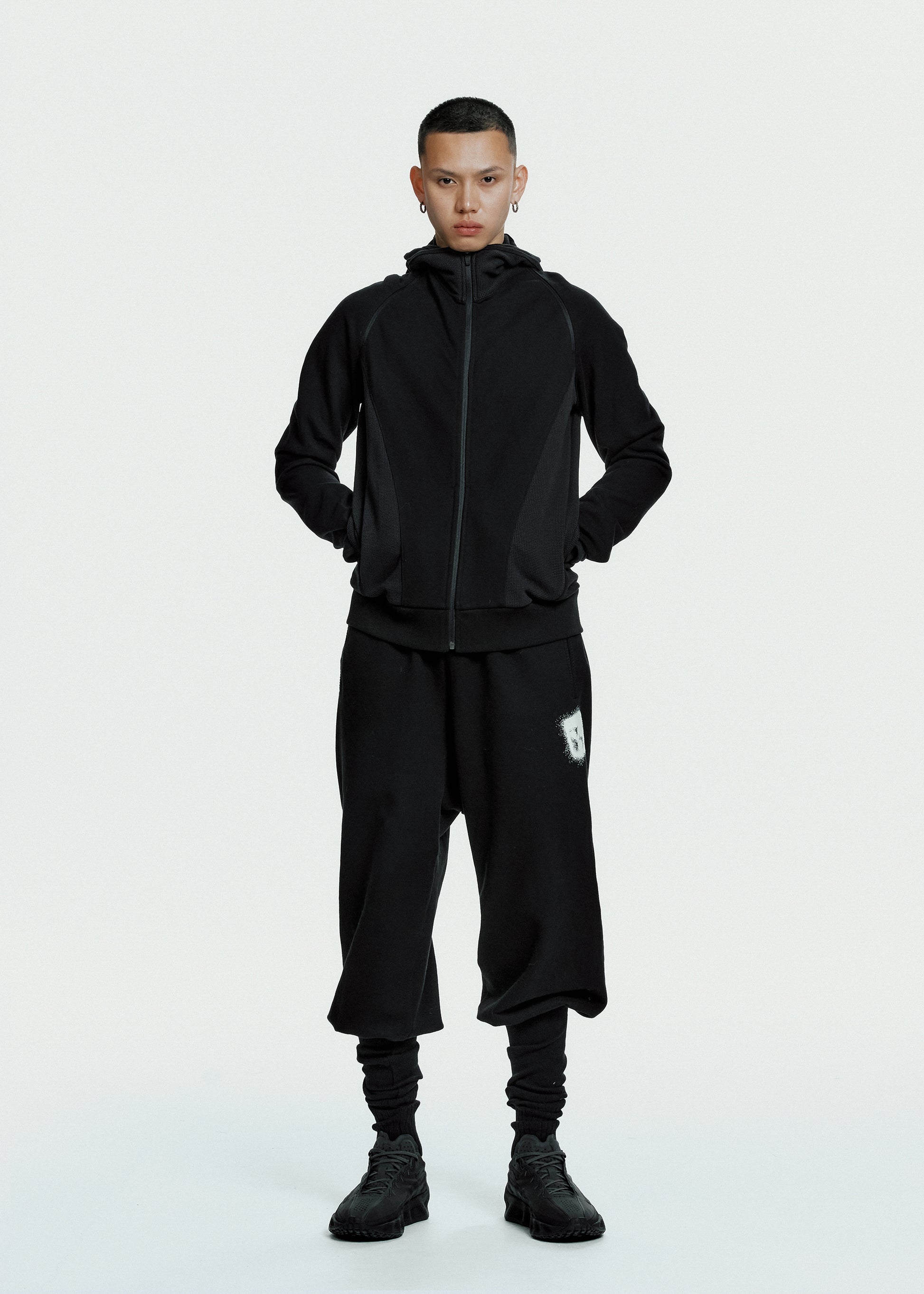 Hyein Seo - Slashed Zip Hoodie (Black) product image 4 | TRAB K-Fashion Australia