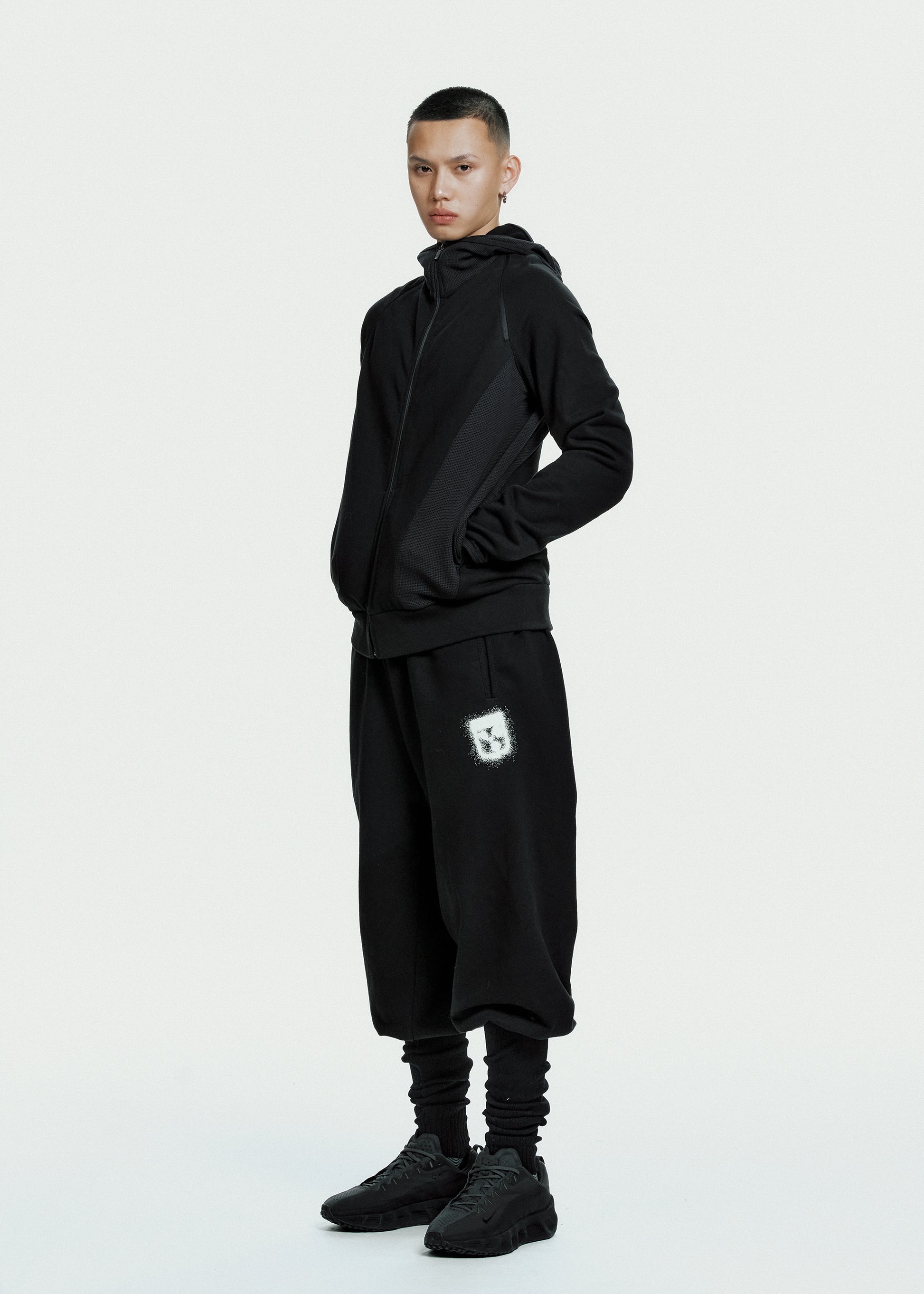 Hyein Seo - Slashed Zip Hoodie (Black) product image 5 | TRAB K-Fashion Australia