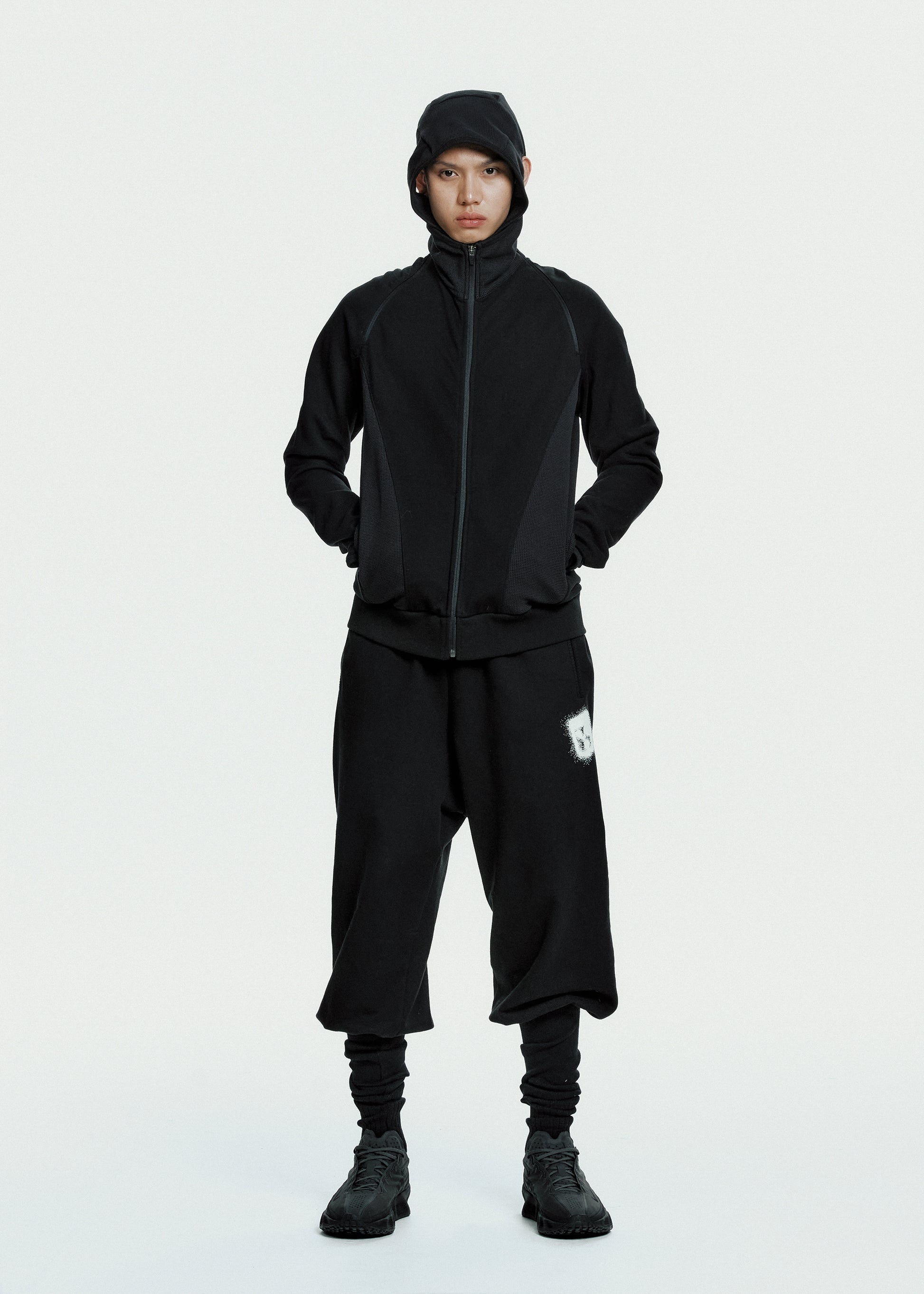 Hyein Seo - Slashed Zip Hoodie (Black) product image 2 | TRAB K-Fashion Australia
