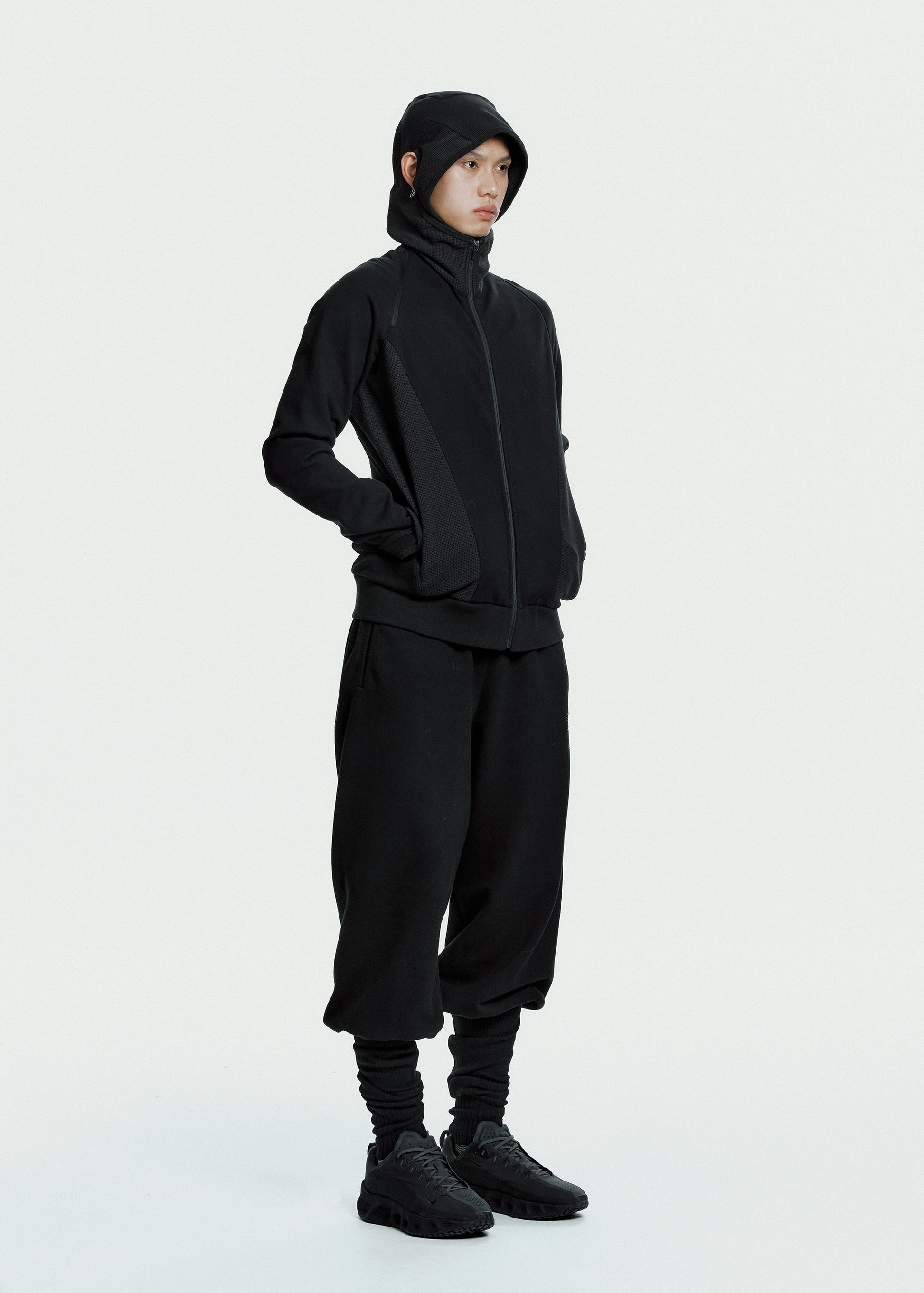 Hyein Seo - Slashed Zip Hoodie (Black) product image 1 | TRAB K-Fashion Australia