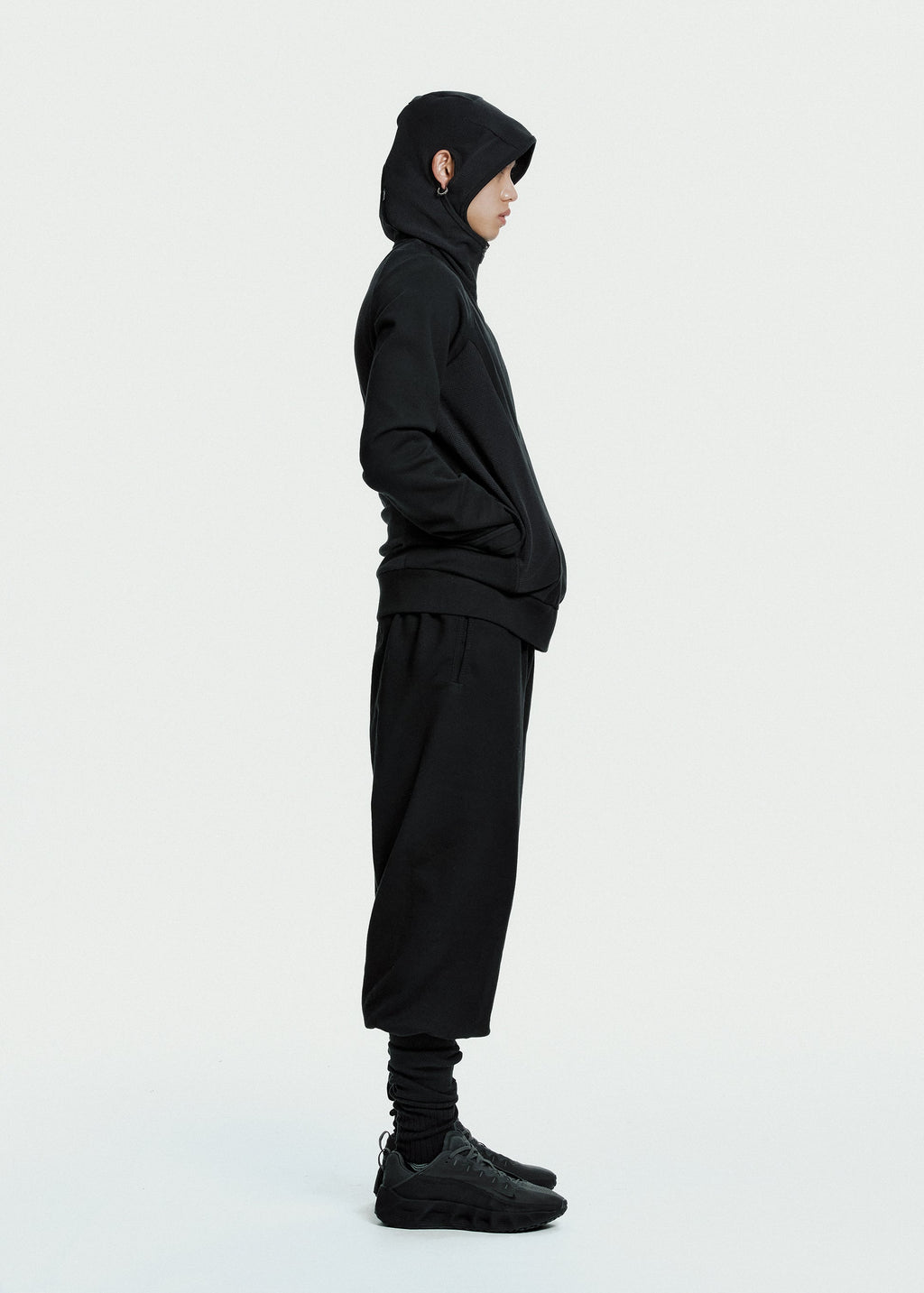 Hyein Seo - Slashed Zip Hoodie (Black) product image 3 | TRAB K-Fashion Australia