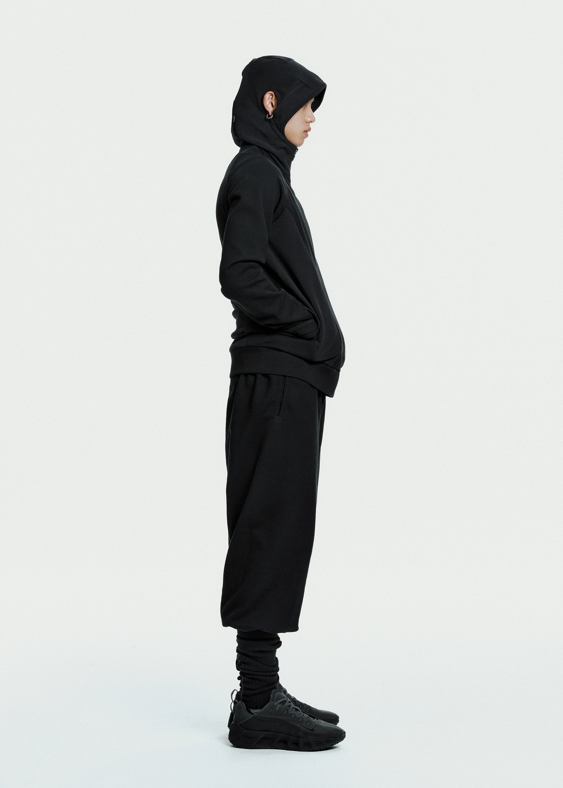 Hyein Seo - Slashed Zip Hoodie (Black) product image 3 | TRAB K-Fashion Australia