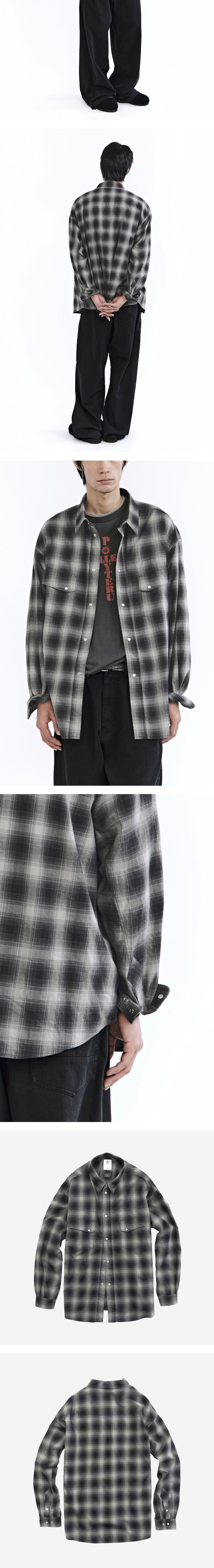Polyteru - Loosed Check Shirt Western (Charcoal Ombre) product image 4 | TRAB K-Fashion Australia