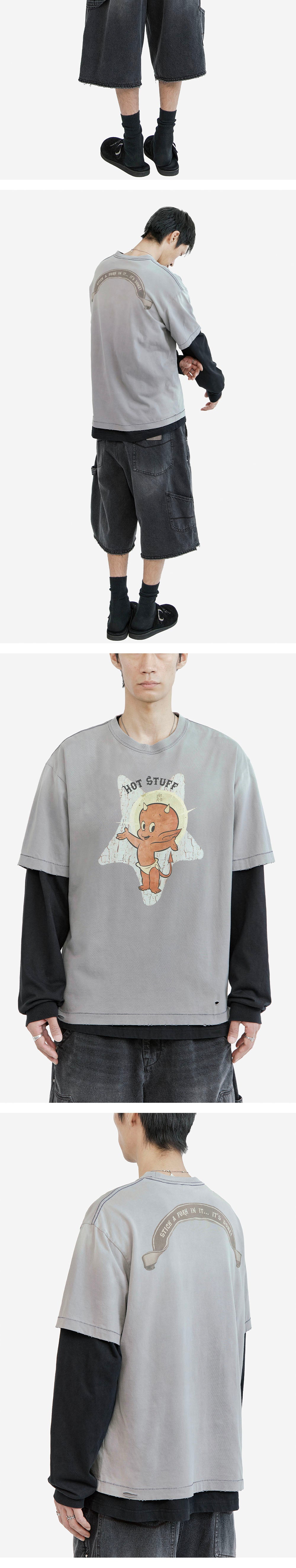 Polyteru - x Hot Stuff 1/2 Sleeves 'Reverse Star' Hard (Washed Blue) product image 4 | TRAB K-Fashion Australia