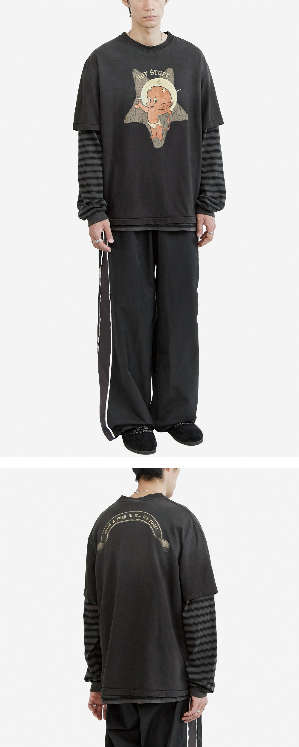 Polyteru - x Hot Stuff 1/2 Sleeves 'Reverse Star' Hard (Washed Black) product image 3 | TRAB K-Fashion Australia
