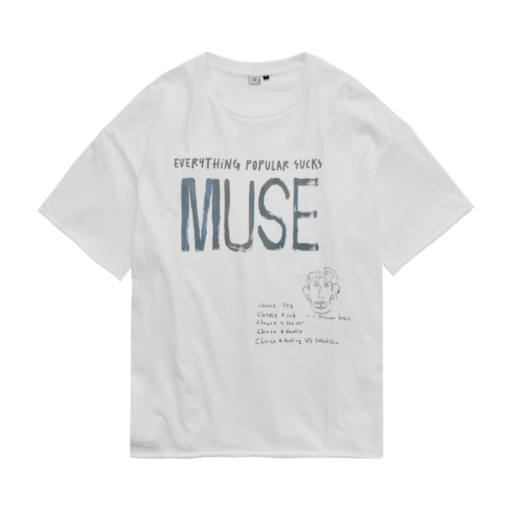 Polyteru - 1011 Lettering Muse 1/2 Tee Raw Cut (Used White) product image 1 | TRAB K-Fashion Australia