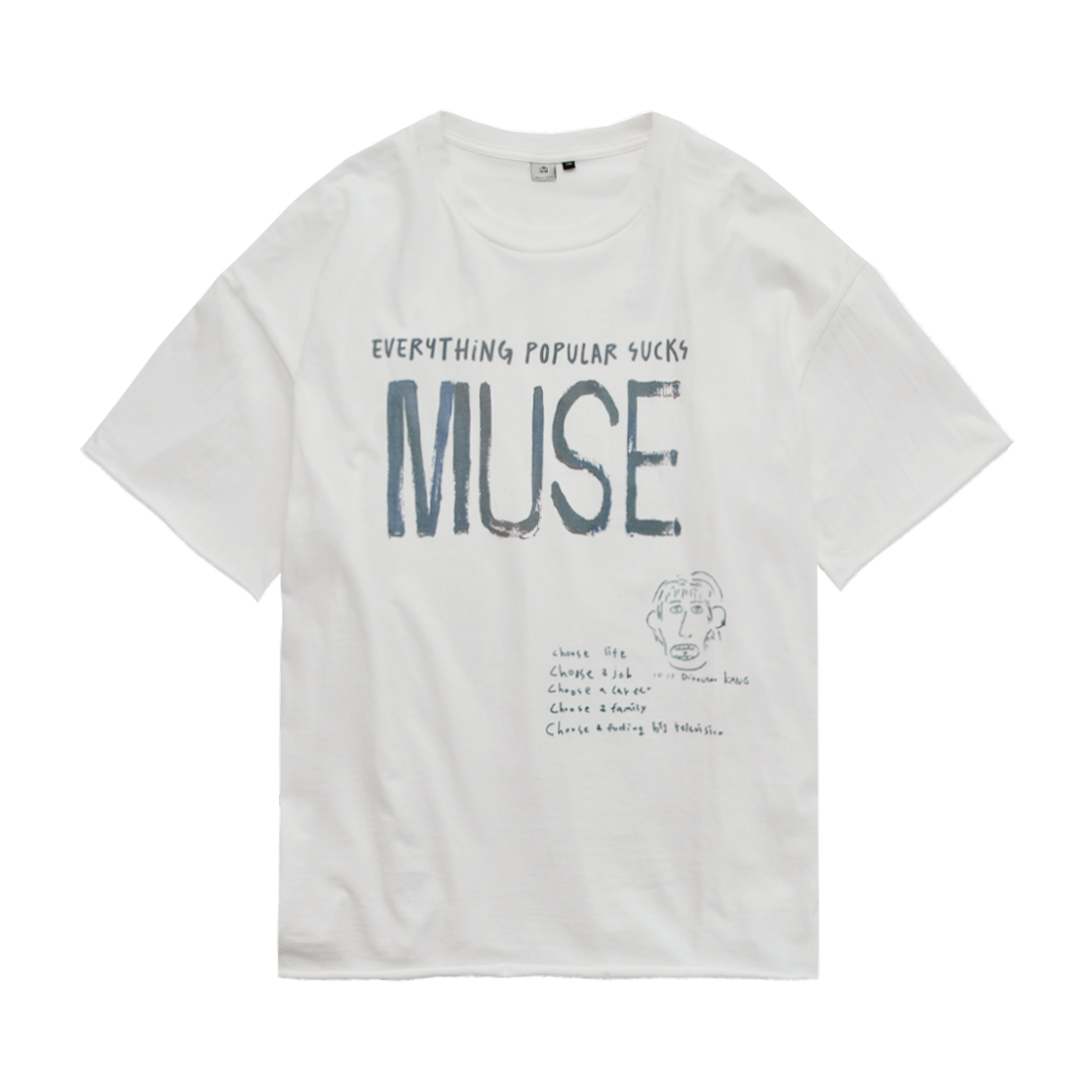 Polyteru - 1011 Lettering Muse 1/2 Tee Raw Cut (Used White) product image 1 | TRAB K-Fashion Australia