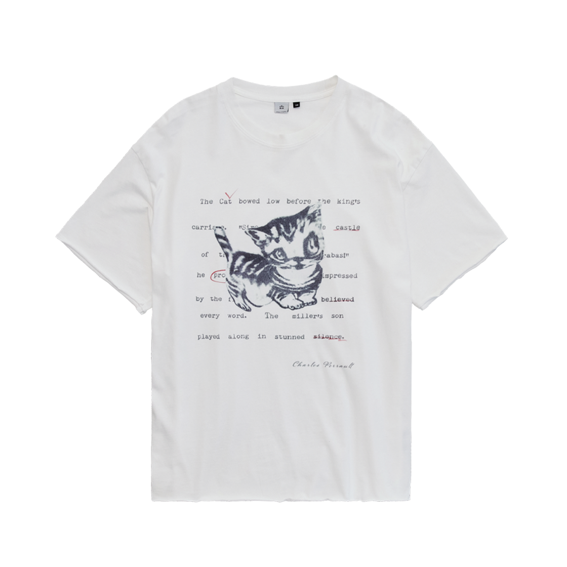 Polyteru - HANK Doodle Cat 1/2 Tee Raw (Cut White) product image 1 | TRAB K-Fashion Australia