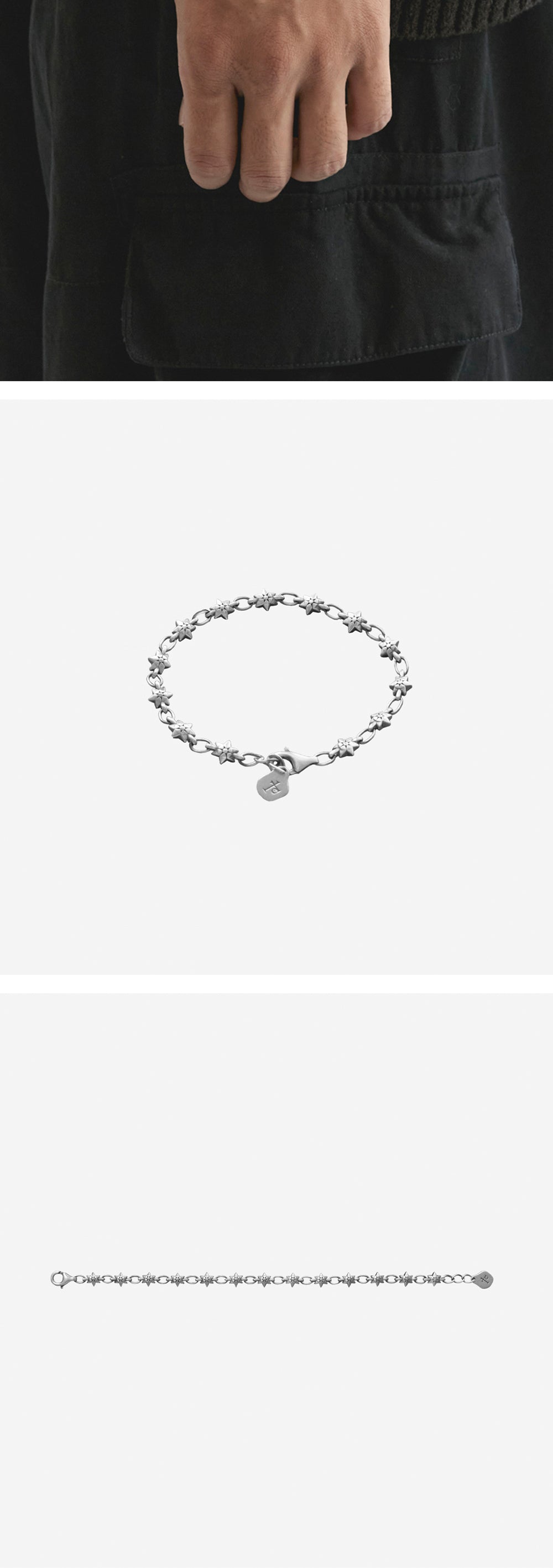 Polyteru - 925 Silver Bracelet 002 Hanabi (Star Silver) product image 3 | TRAB K-Fashion Australia