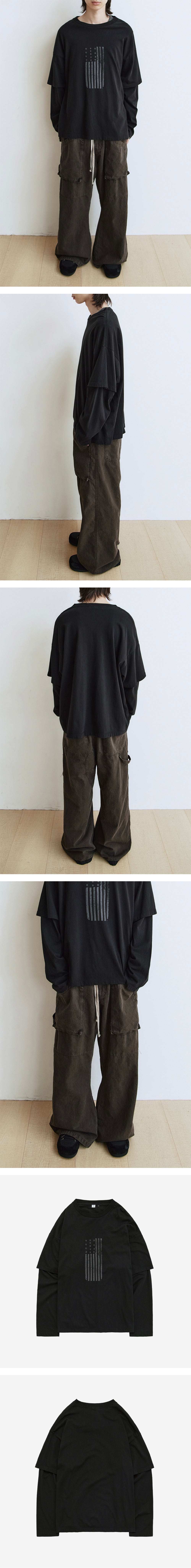 Polyteru - Graphic Double Layer Tee (Black) product image 3 | TRAB K-Fashion Australia