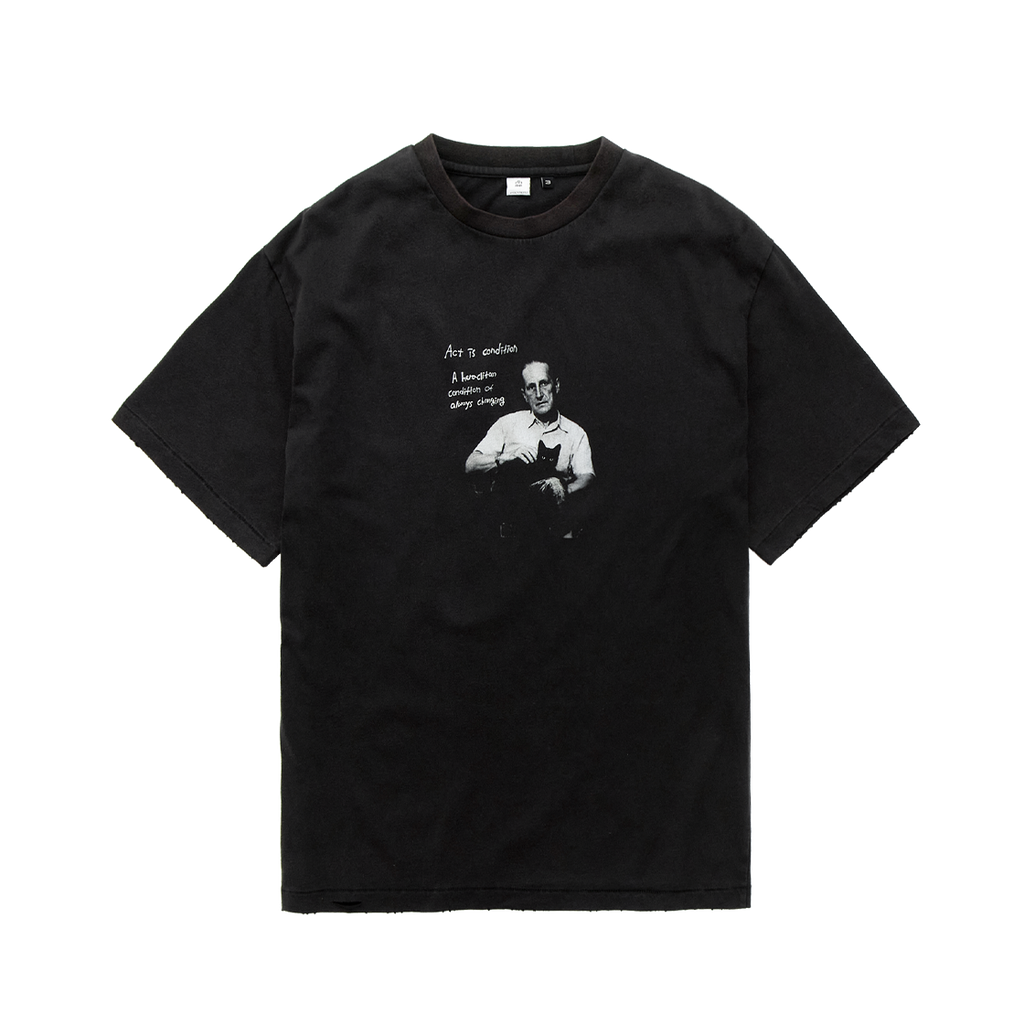 Polyteru - 1/2 Graphic T-Shirt 'Professor' Damaged (Bleached Black) product image 1 | TRAB K-Fashion Australia