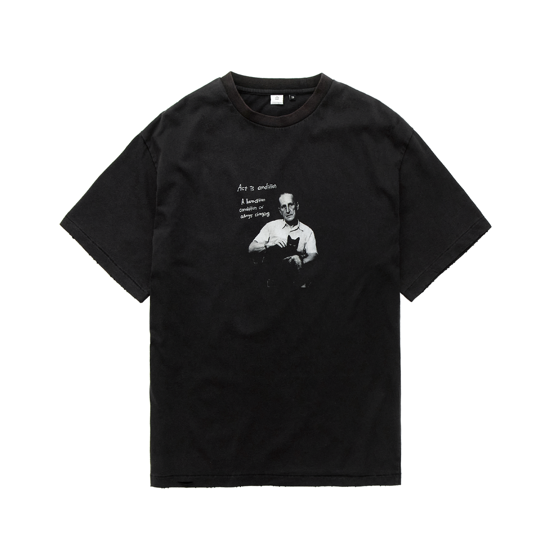 Polyteru - 1/2 Graphic T-Shirt 'Professor' Damaged (Bleached Black) product image 1 | TRAB K-Fashion Australia
