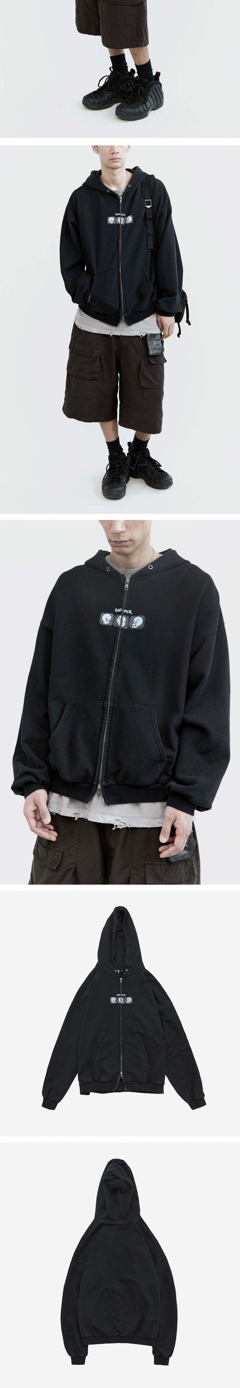 Polyteru - x Casper Zip Hoodie 3 Good Men (Washed Black) product image 3 | TRAB K-Fashion Australia