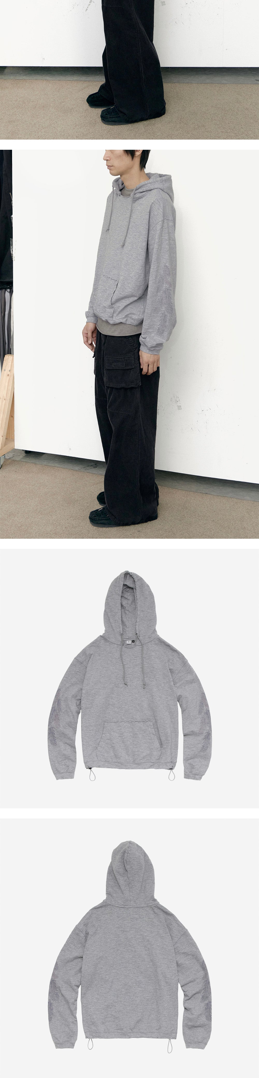 Polyteru - Feather Raw Cut Hoodie (Gray) product image 4 | TRAB K-Fashion Australia